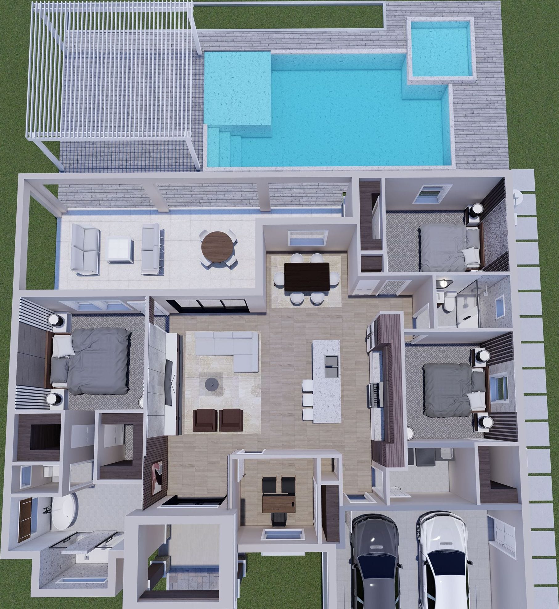 Adikia 3D floor plan, top-down