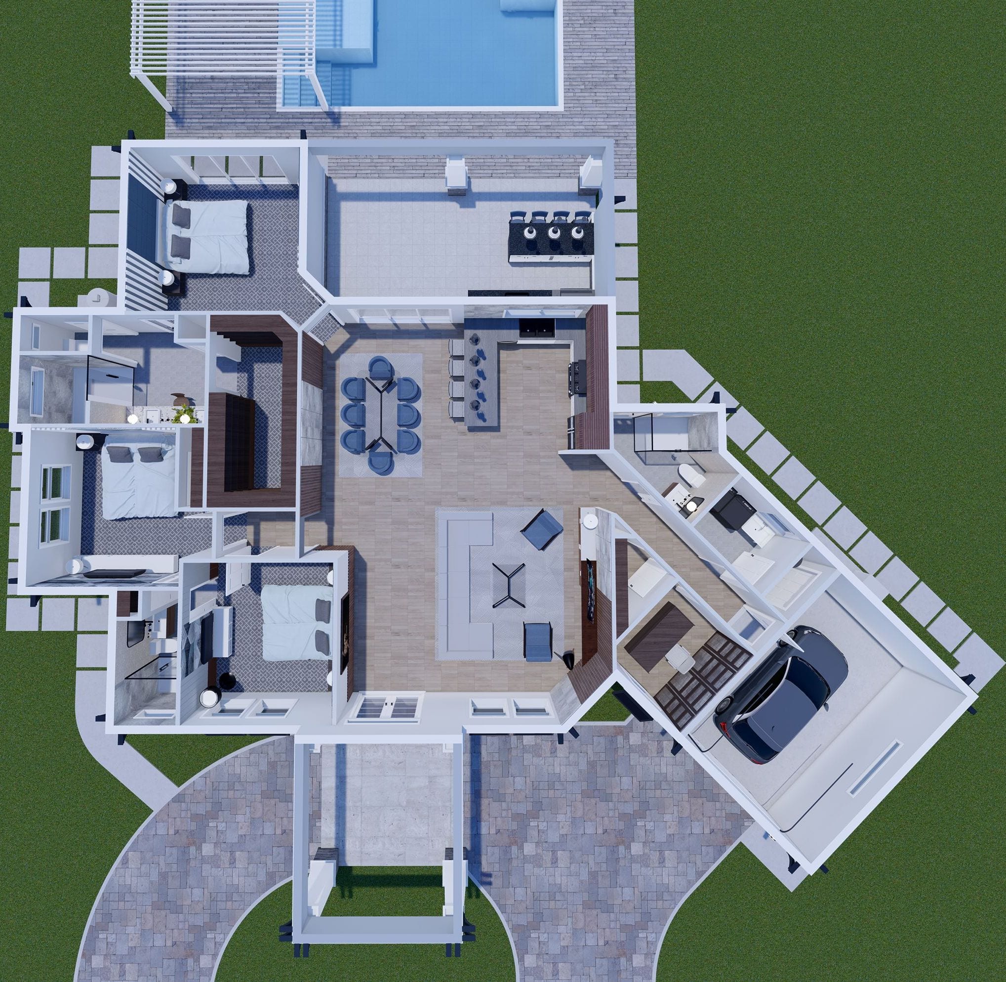 Aegle 3D floor plan, top-down