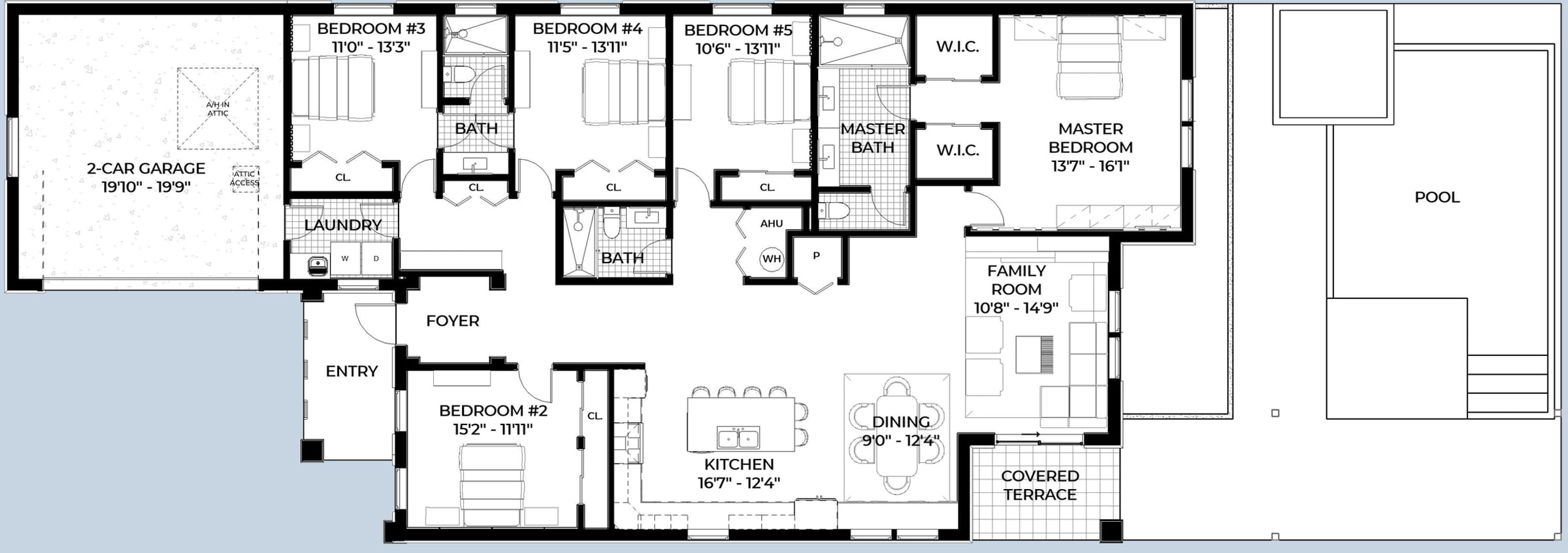 Aether 2D floor plan with dimensions