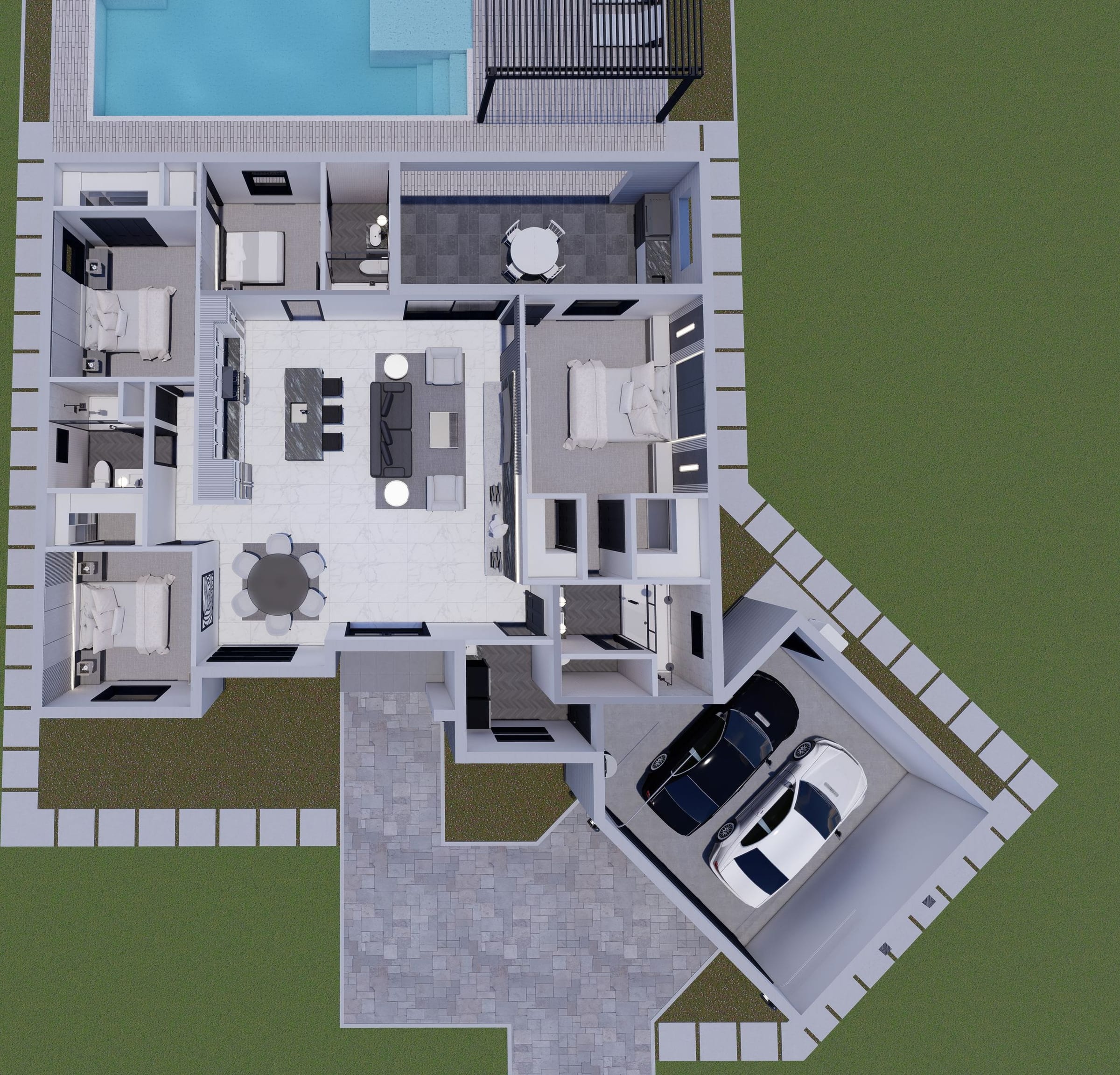 Alcyone M1 3D floor plan, top-down