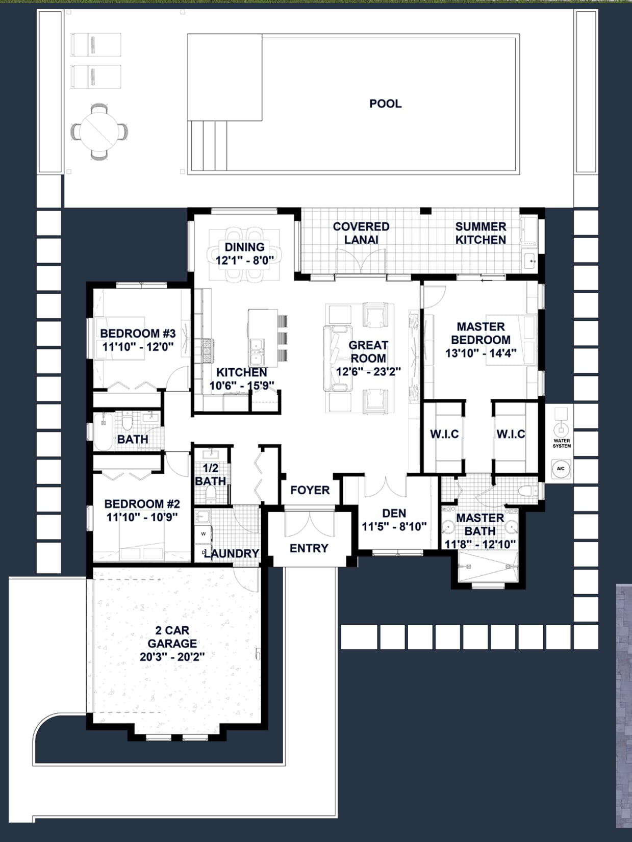 Alpheus 2D floor plan with dimensions