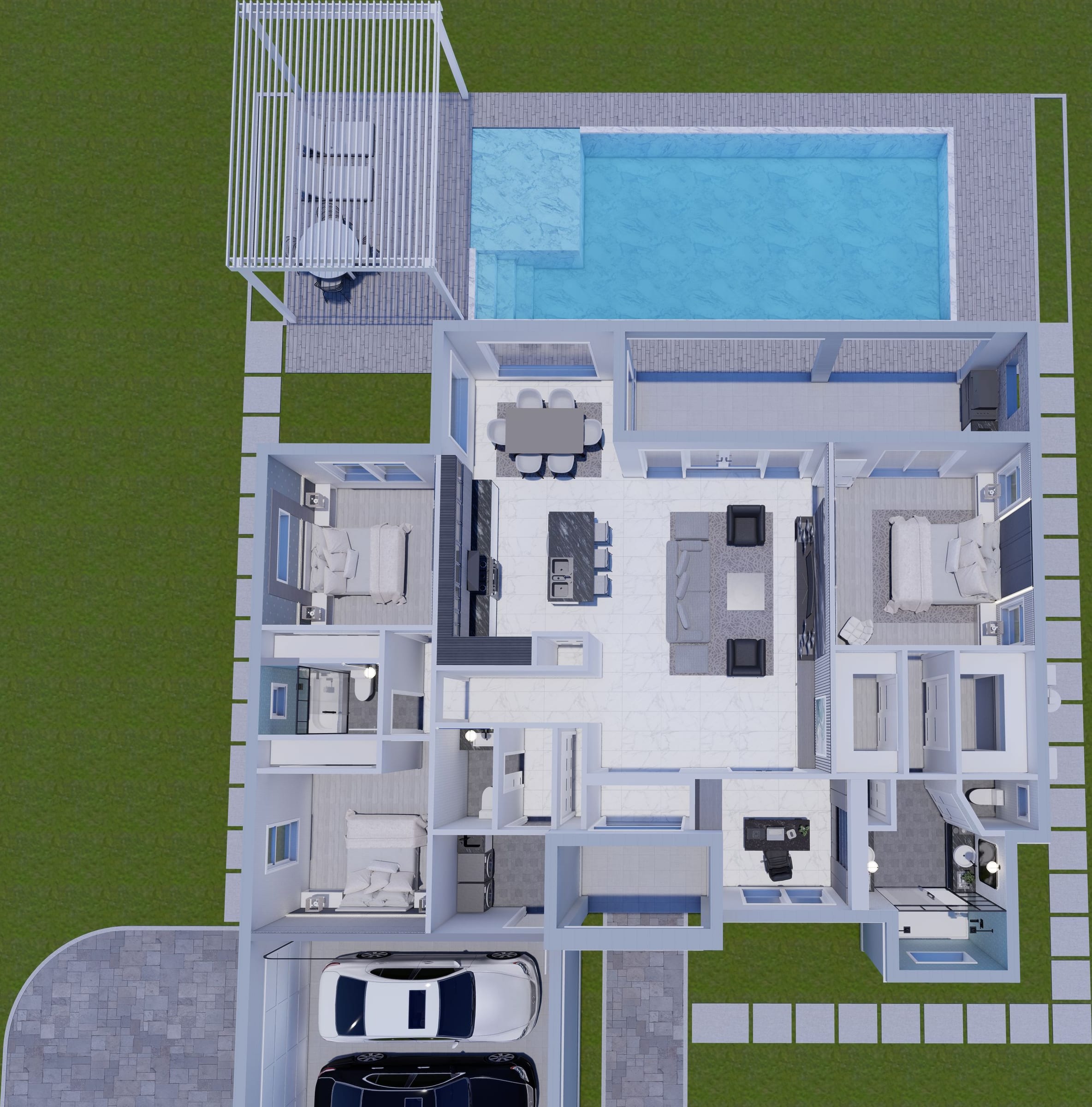 Alpheus 3D floor plan, top-down