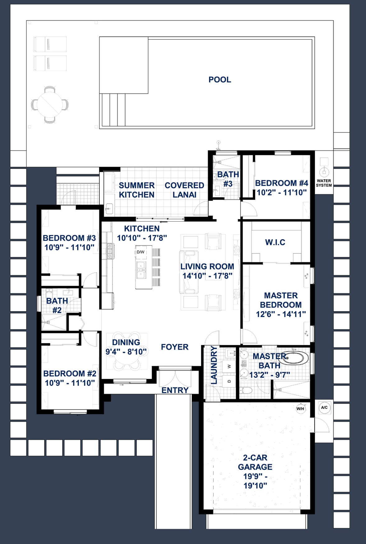 Amantea M1 2D floor plan with dimensions