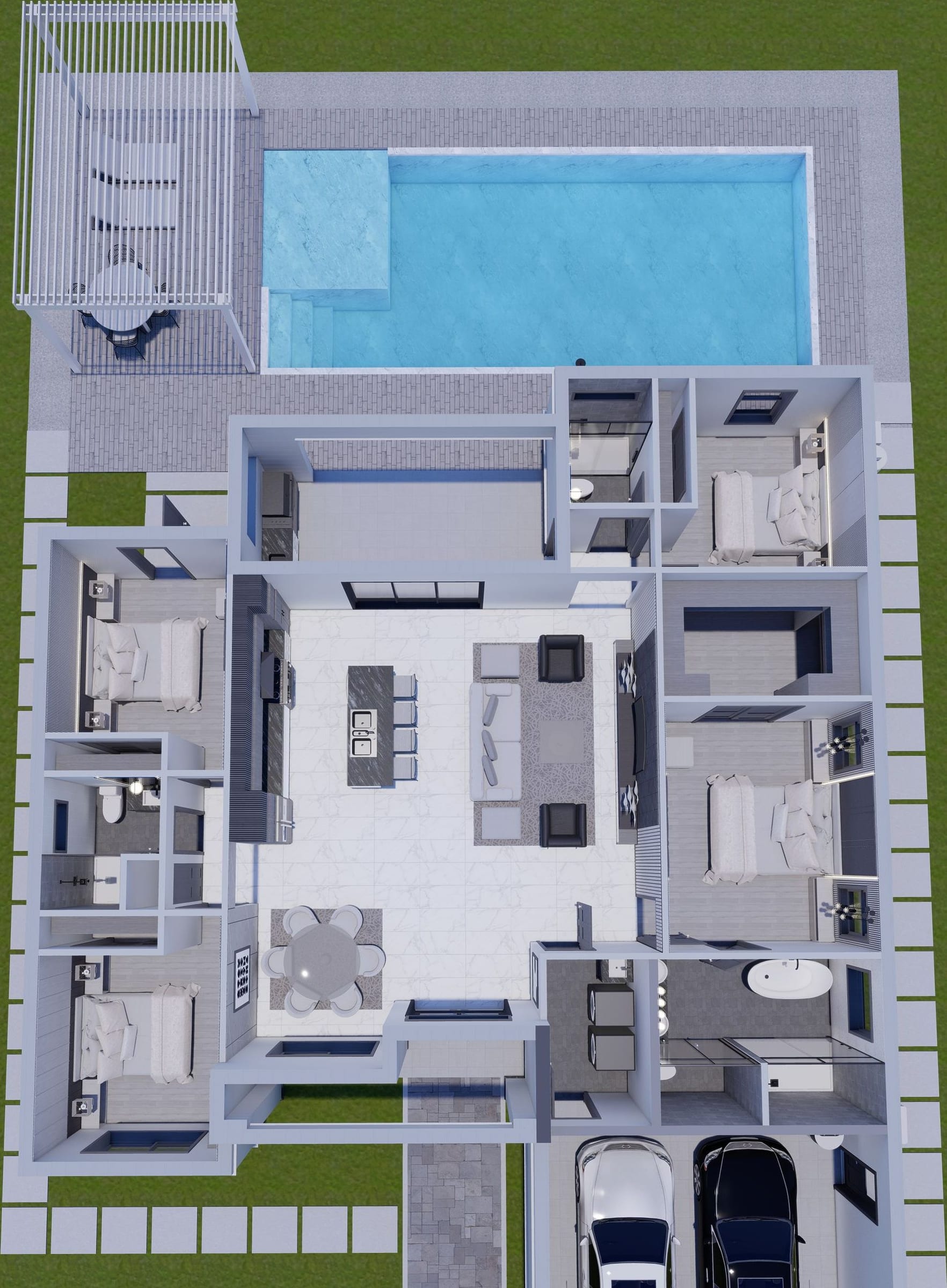 Amantea M1 3D floor plan, top-down