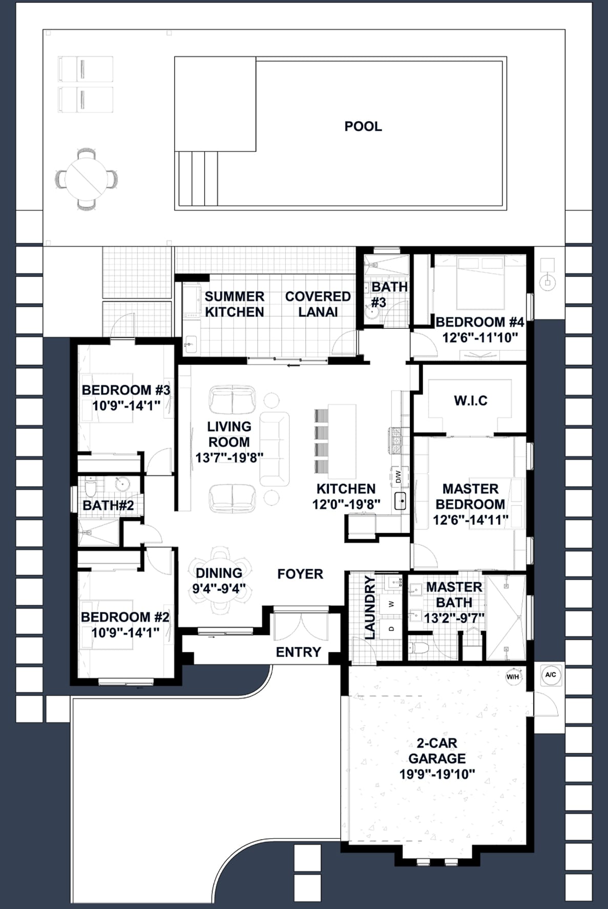 Amantea M2 2D floor plan with dimensions