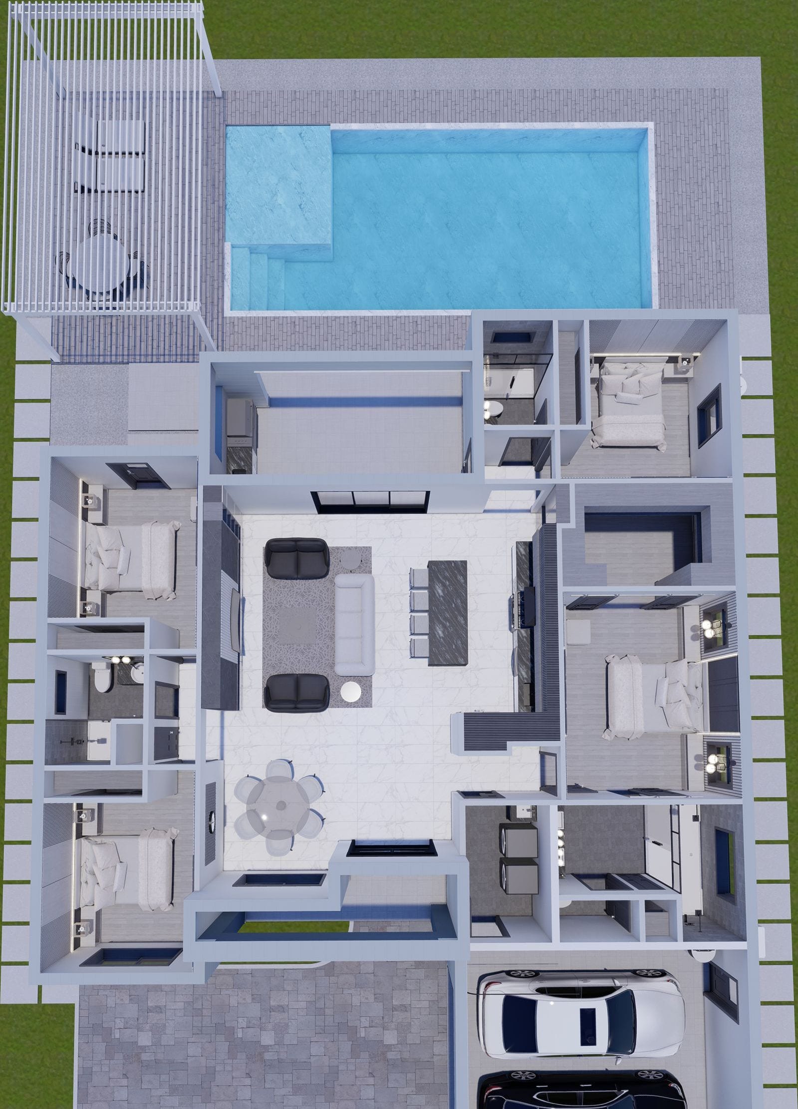 Amantea M2 3D floor plan, top-down
