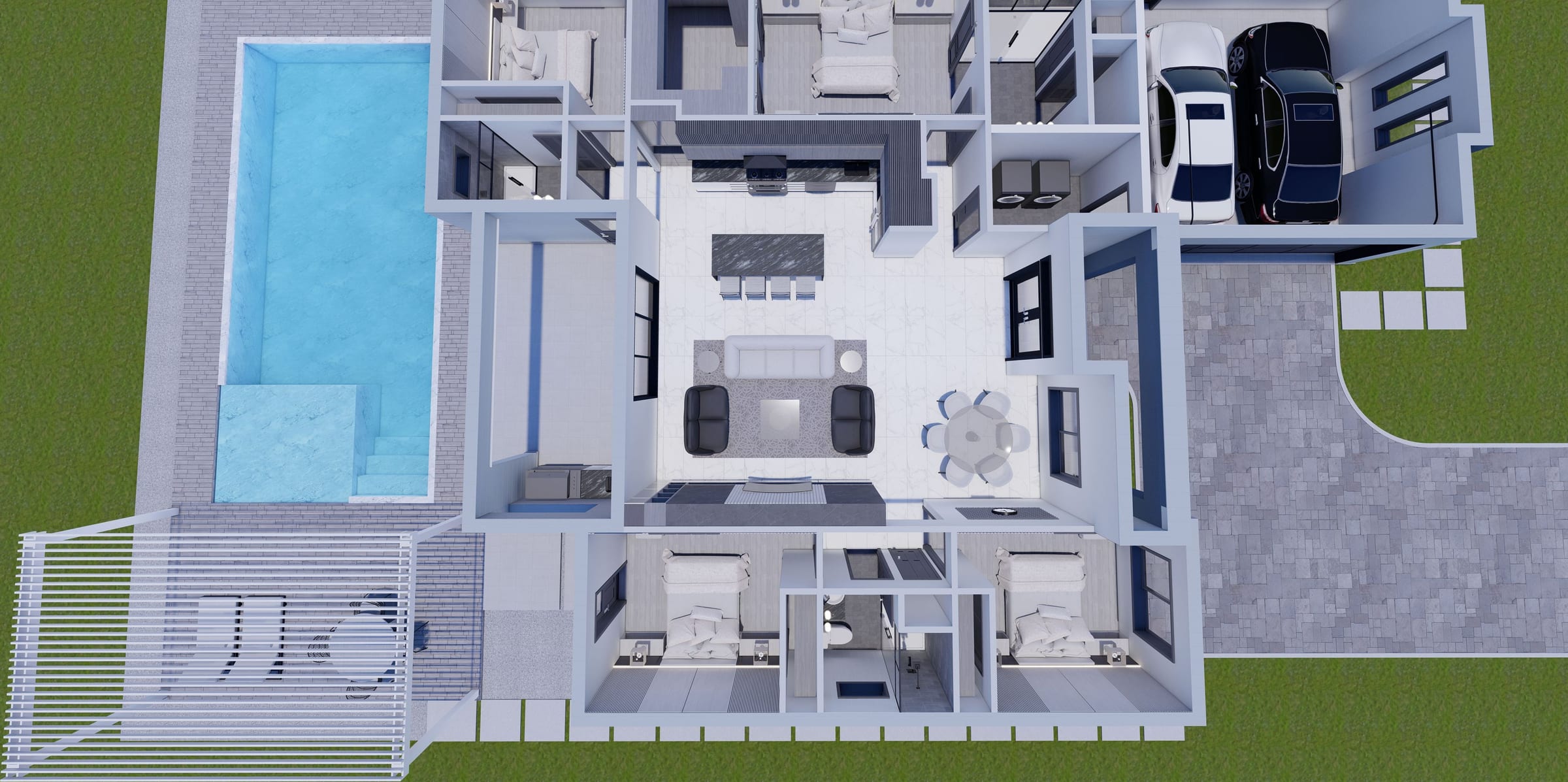 Amantea M2 3D floor plan, side view