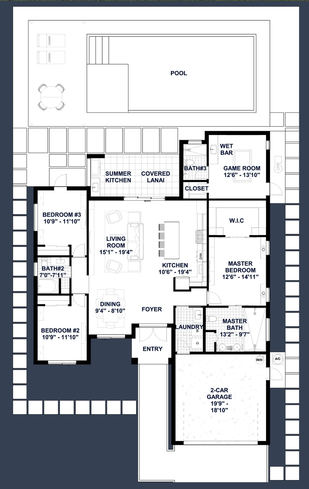 Amantea M3 2D floor plan with dimensions
