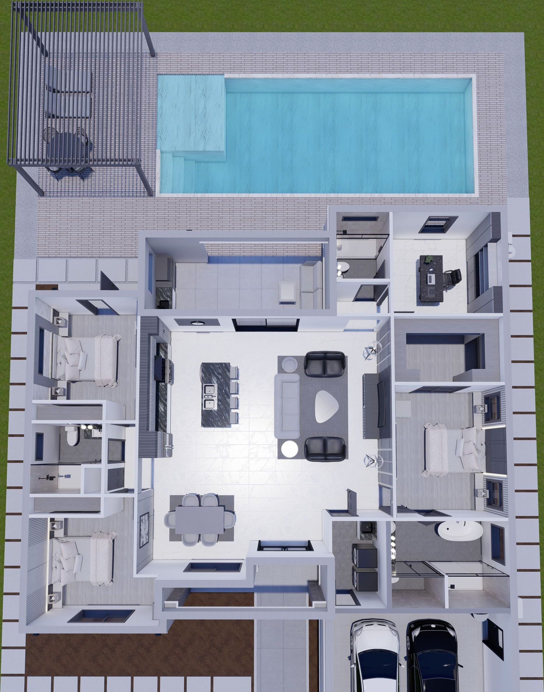 Amantea M4 3D floor plan, top-down