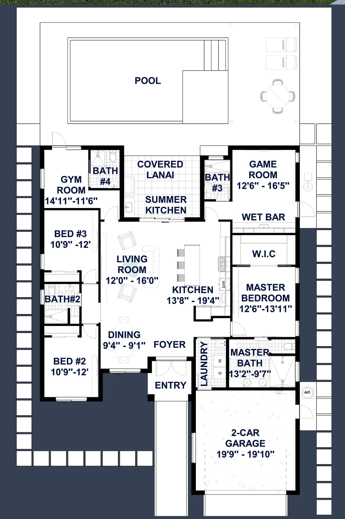 Amantea M5 2D floor plan with dimensions