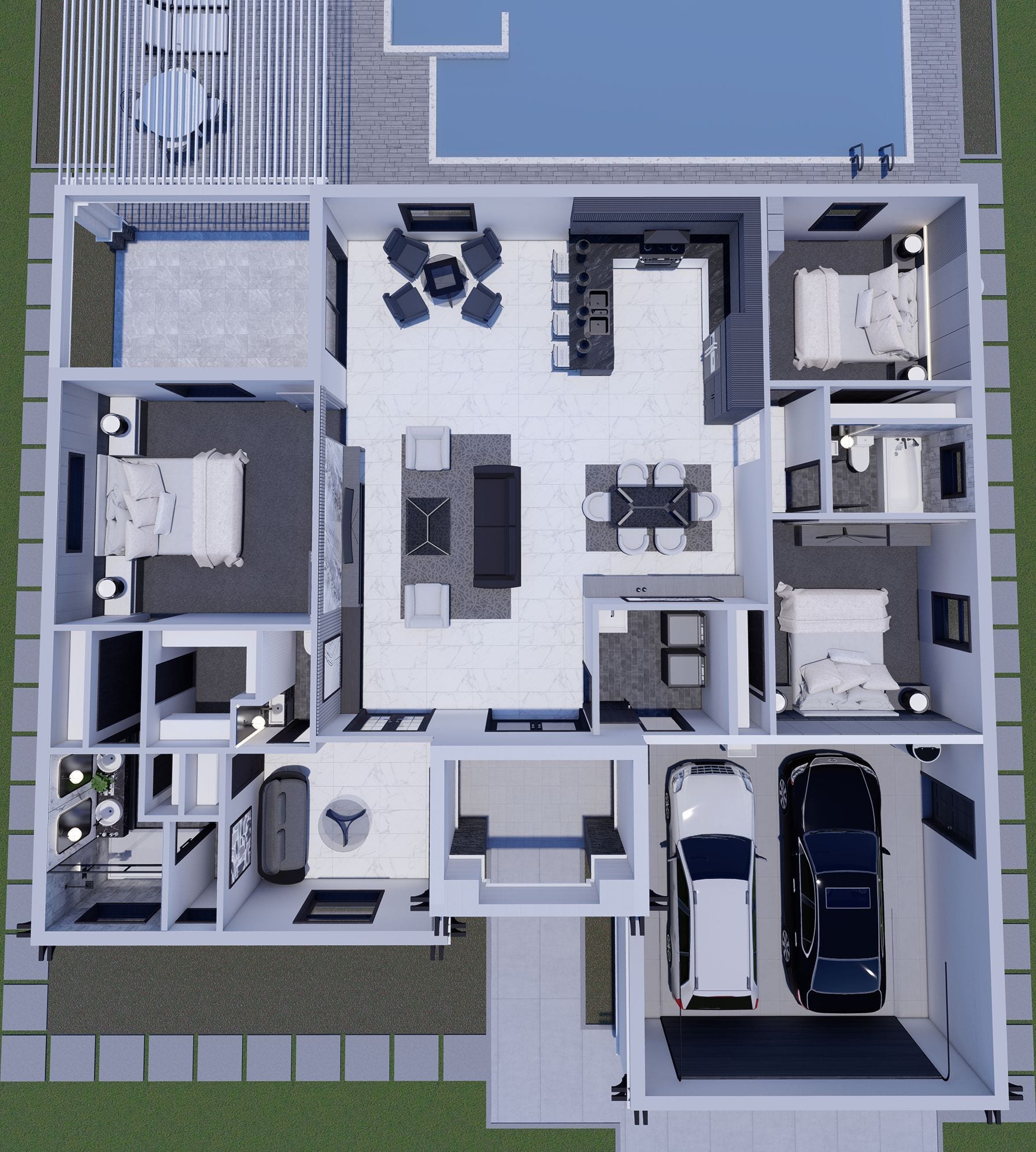 Amymone M4 OP1 3D floor plan, top-down