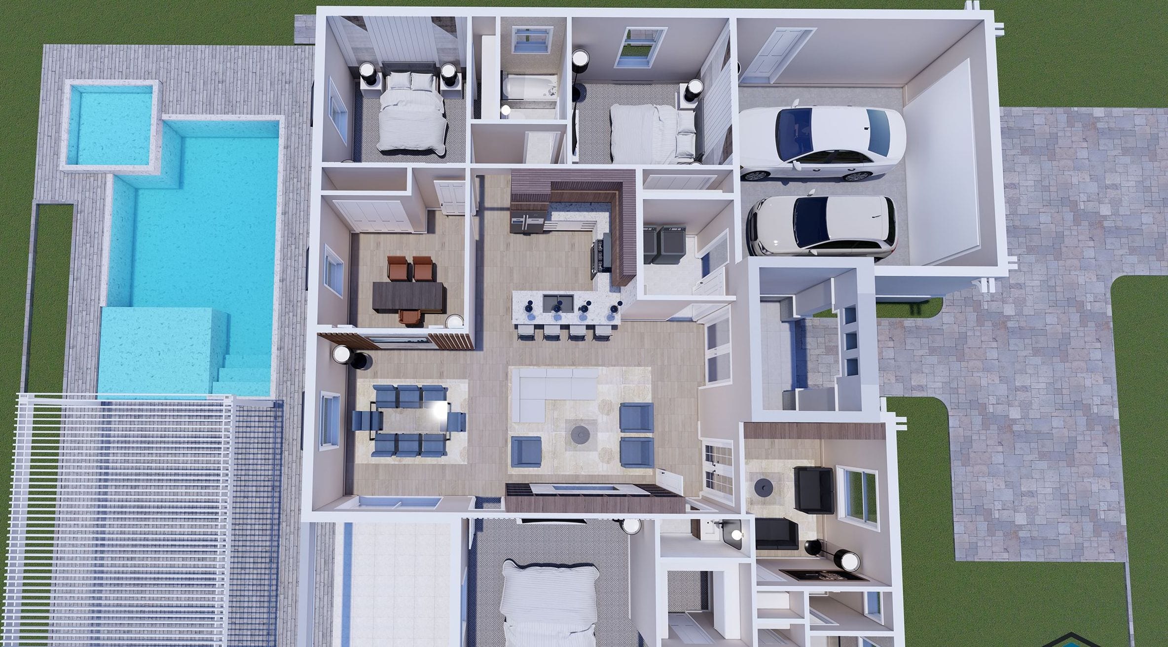 Amymone M4 3D floor plan, side view