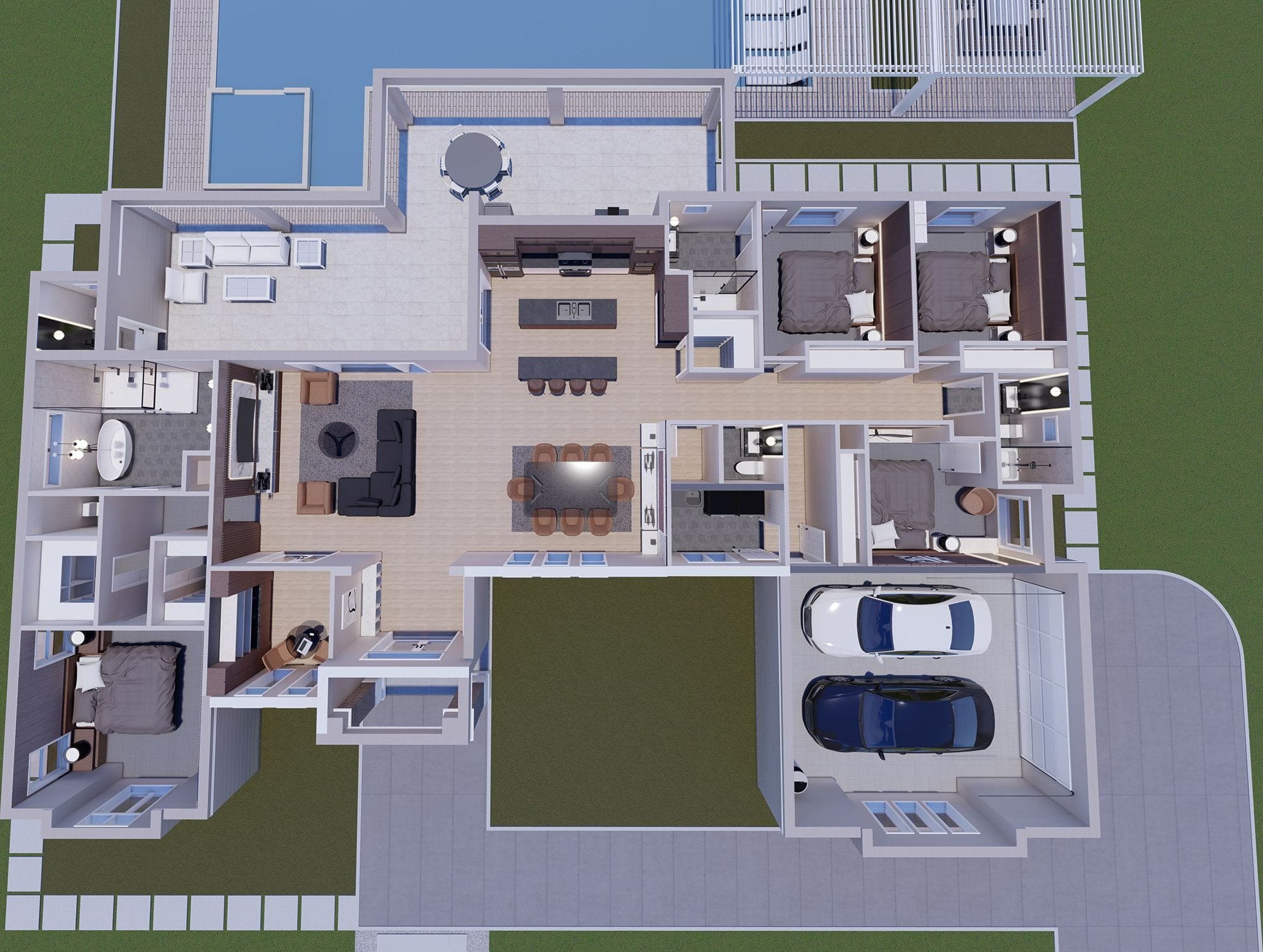 Antadre 3D floor plan, top-down