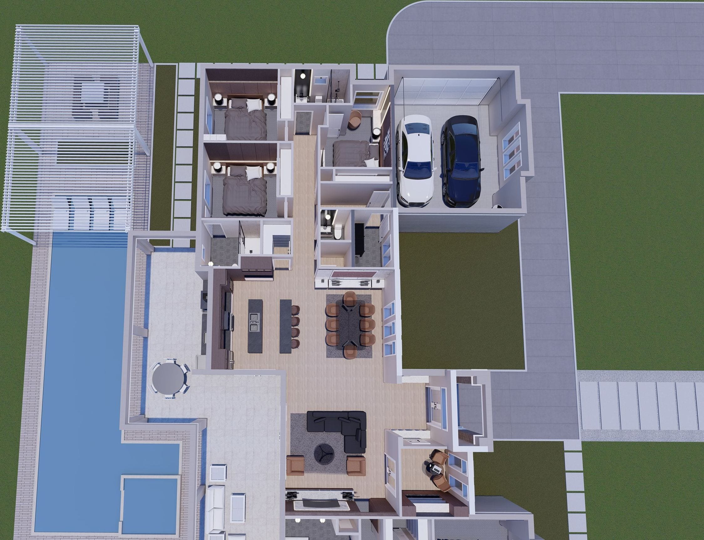 Antadre 3D floor plan, side view