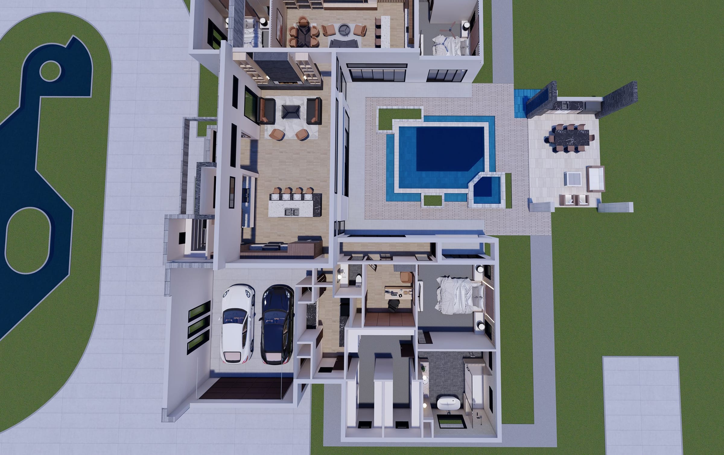 Anthousai 3D floor plan, side view