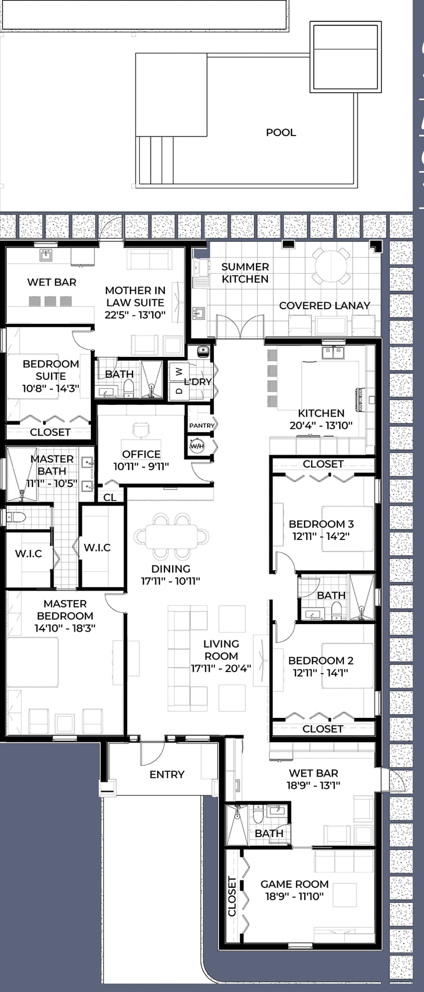Arcadia 2D floor plan with dimensions