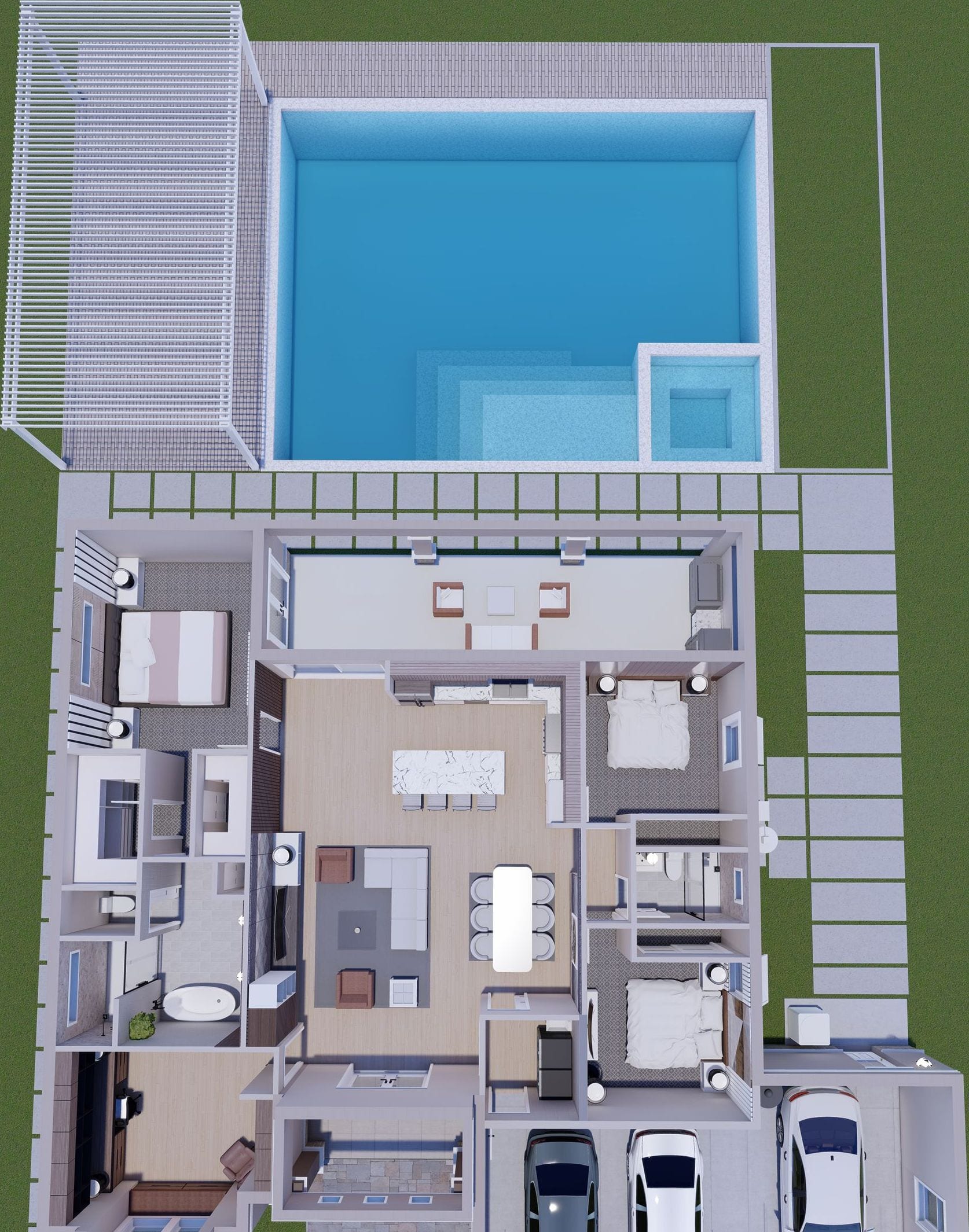 Argus M1 3C Garage 3D floor plan, top-down