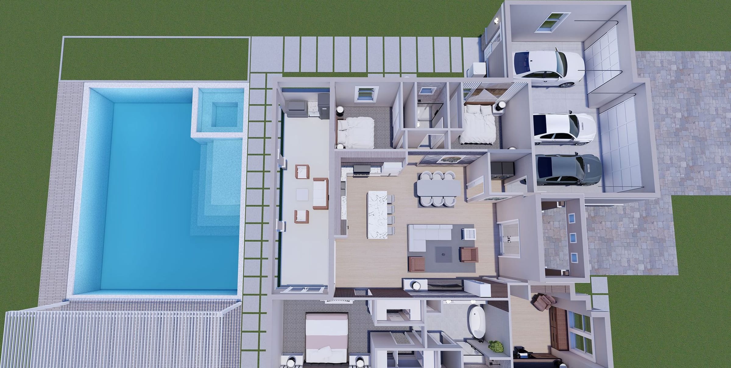 Argus M1 3C Garage 3D floor plan, side view