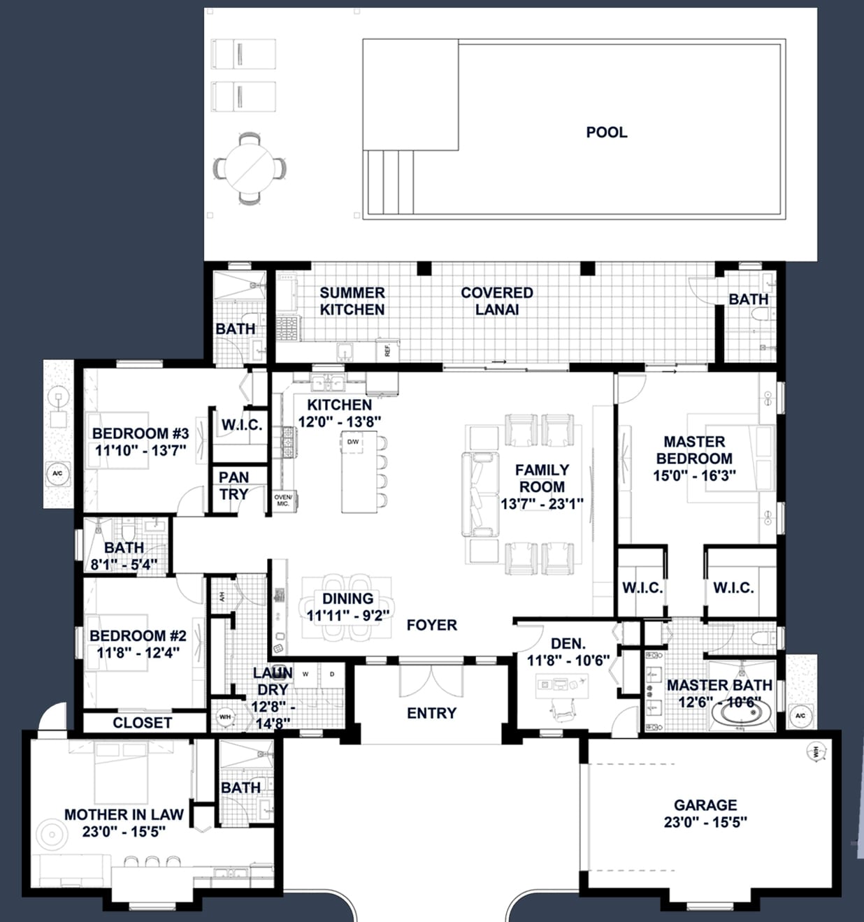 Arktos M1 2D floor plan with dimensions