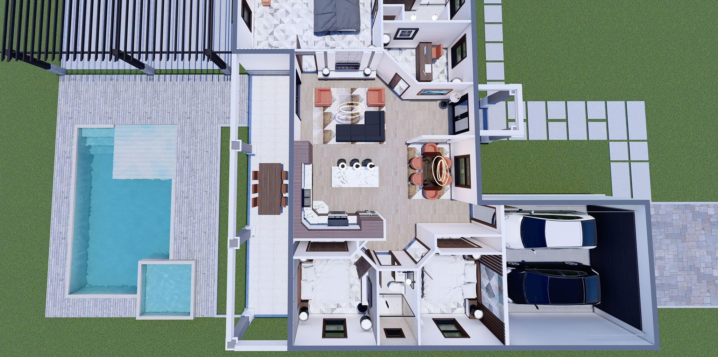 Atalanta M1 3D floor plan, side view