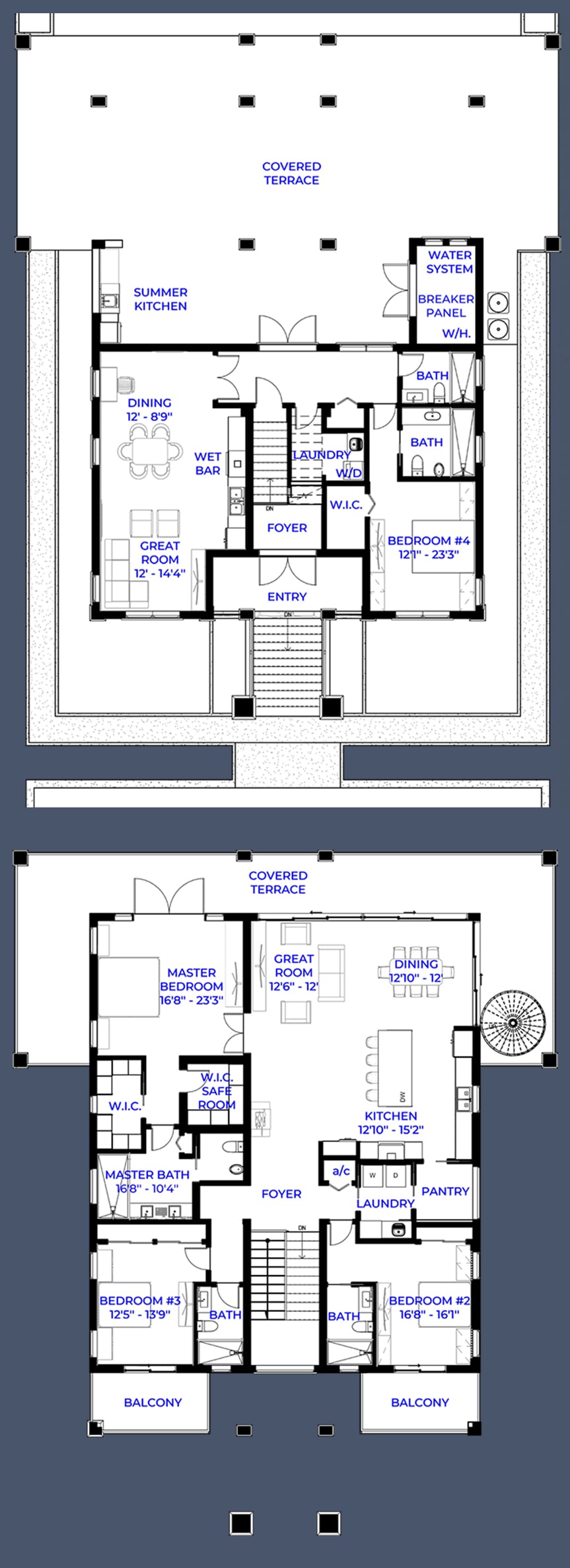 Auxo 2D floor plan with dimensions