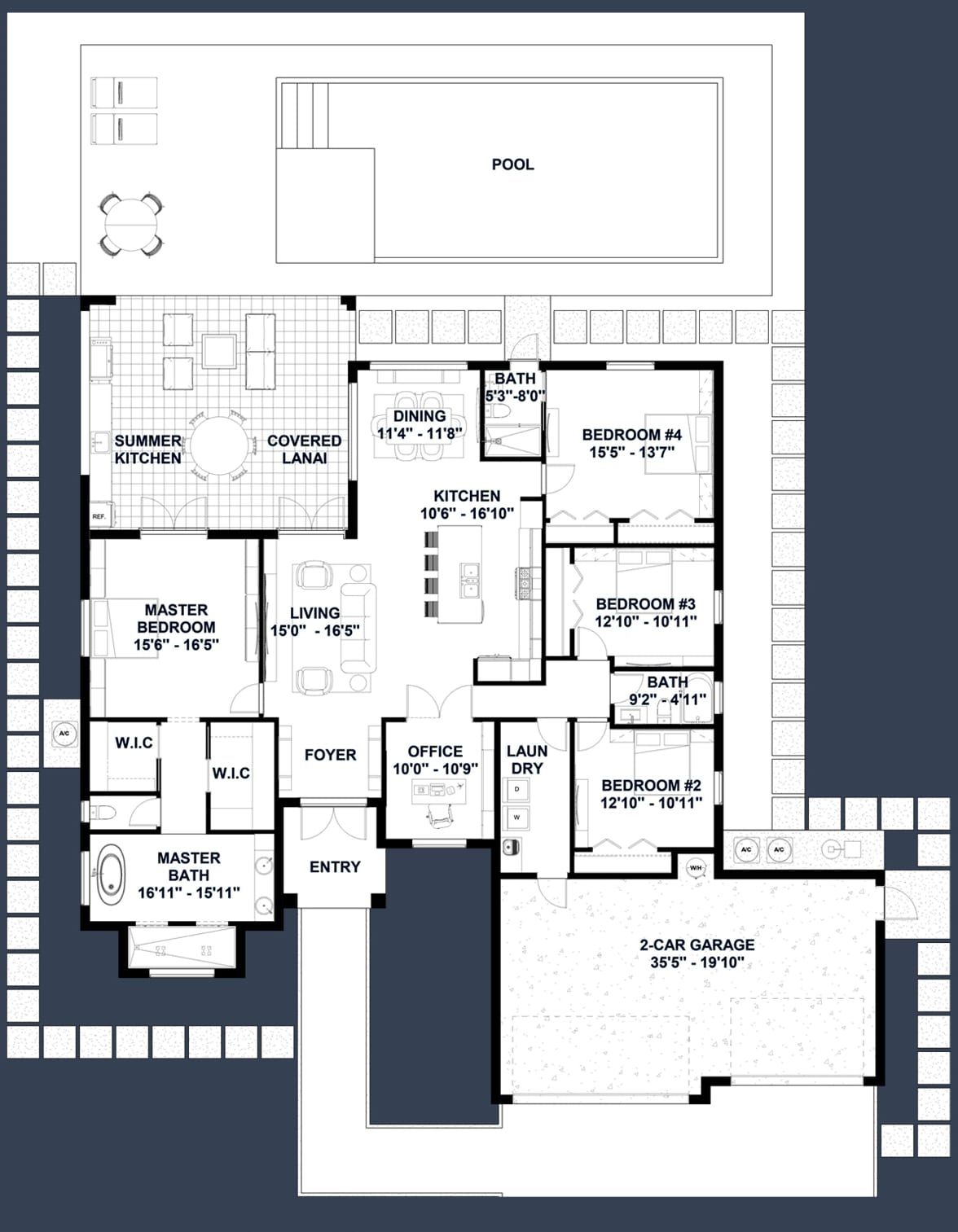 Baracoa M3 2D floor plan with dimensions