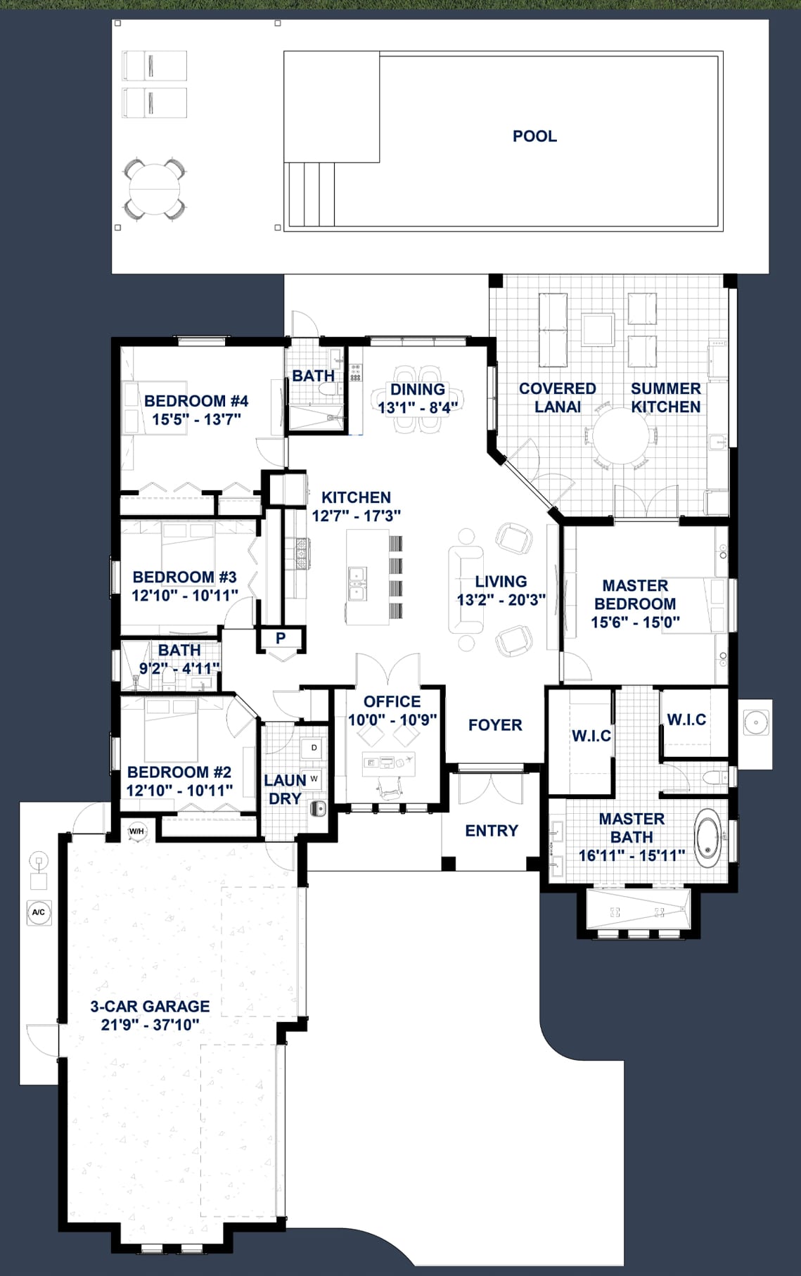 Baracoa M4 Side Garage 2D floor plan with dimensions
