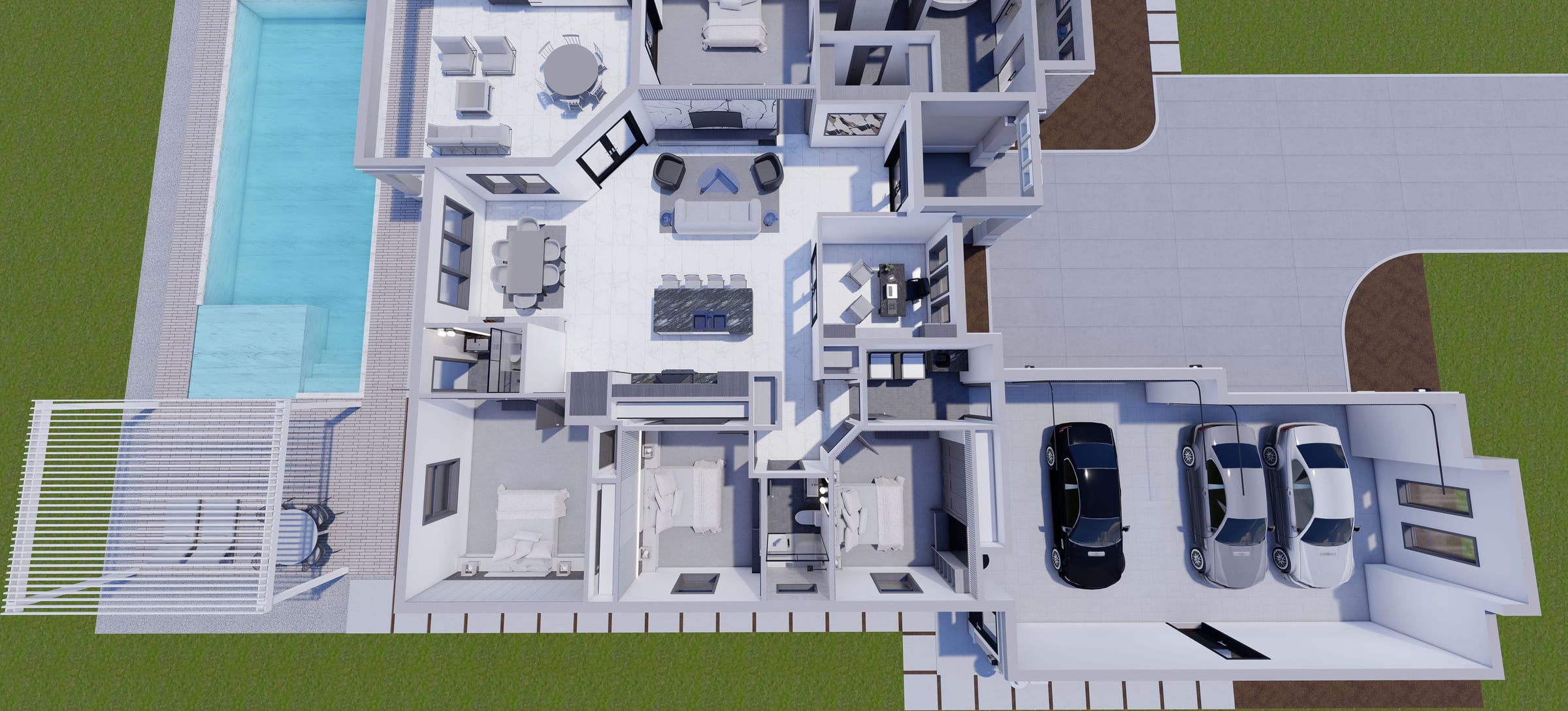 Baracoa M4 Side Garage 3D floor plan, side view