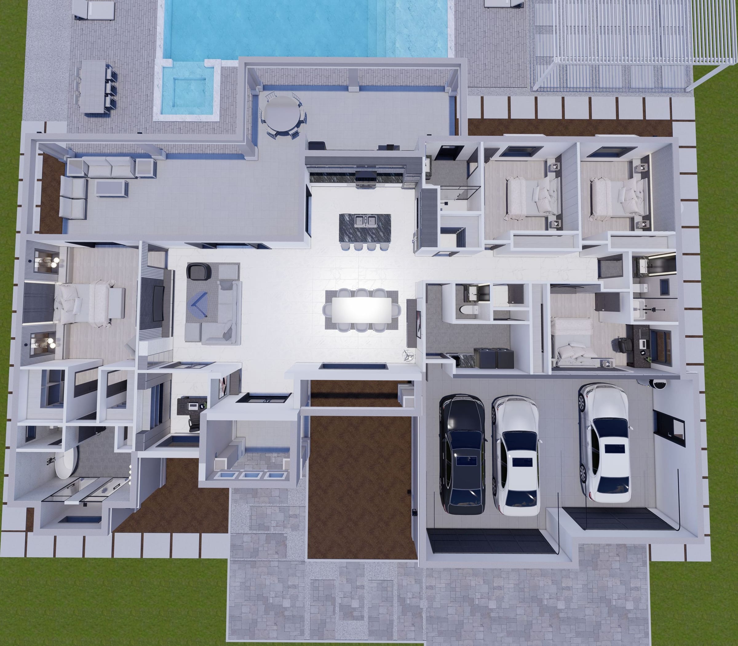 Bayate M1 3D floor plan, top-down