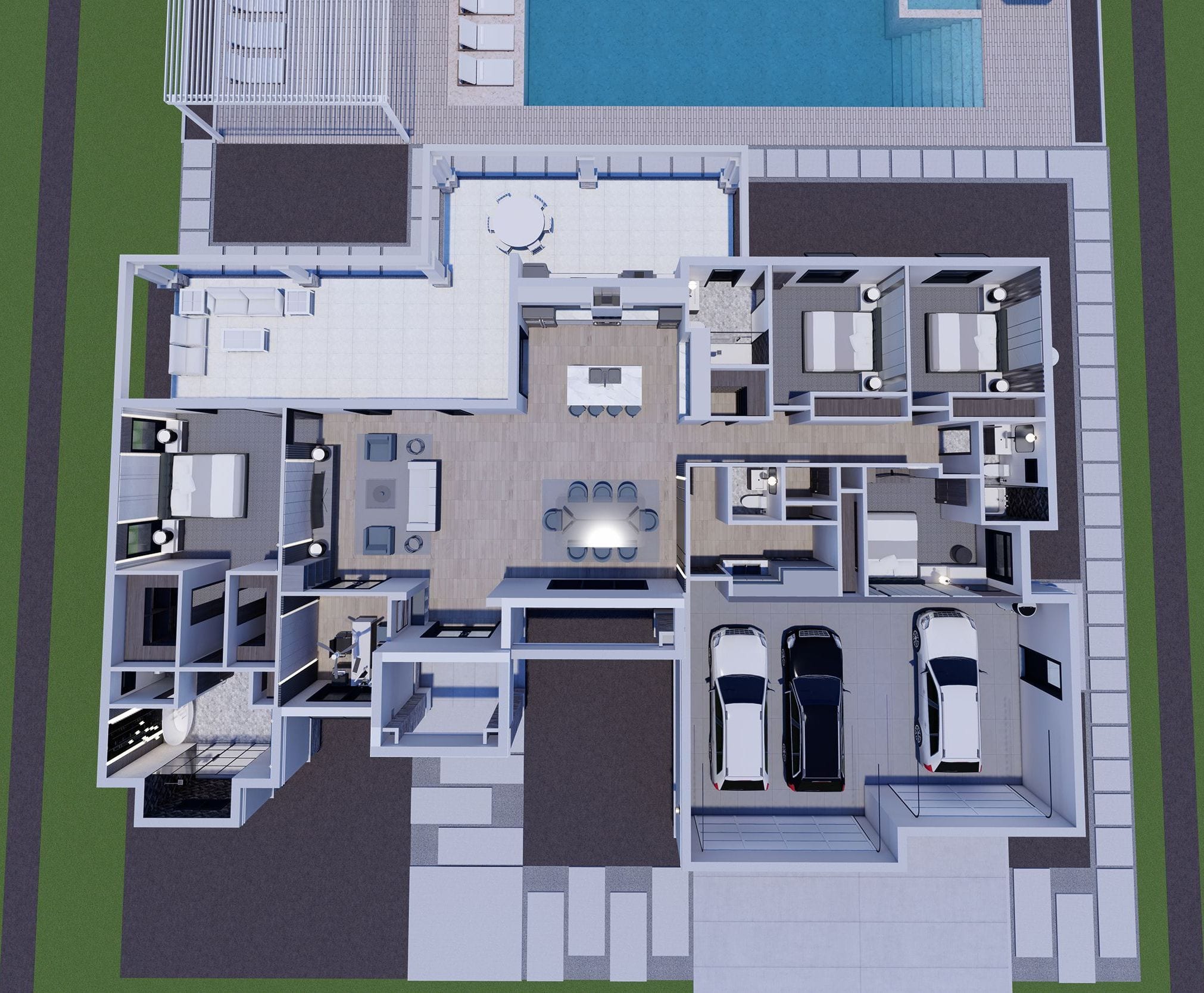 Bayate 3D floor plan, top-down