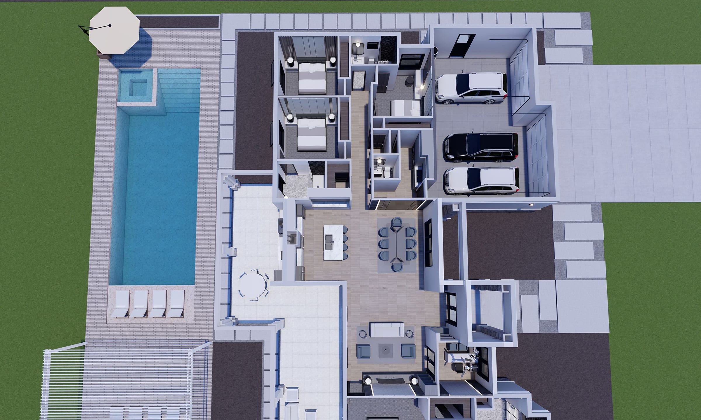 Bayate 3D floor plan, side view