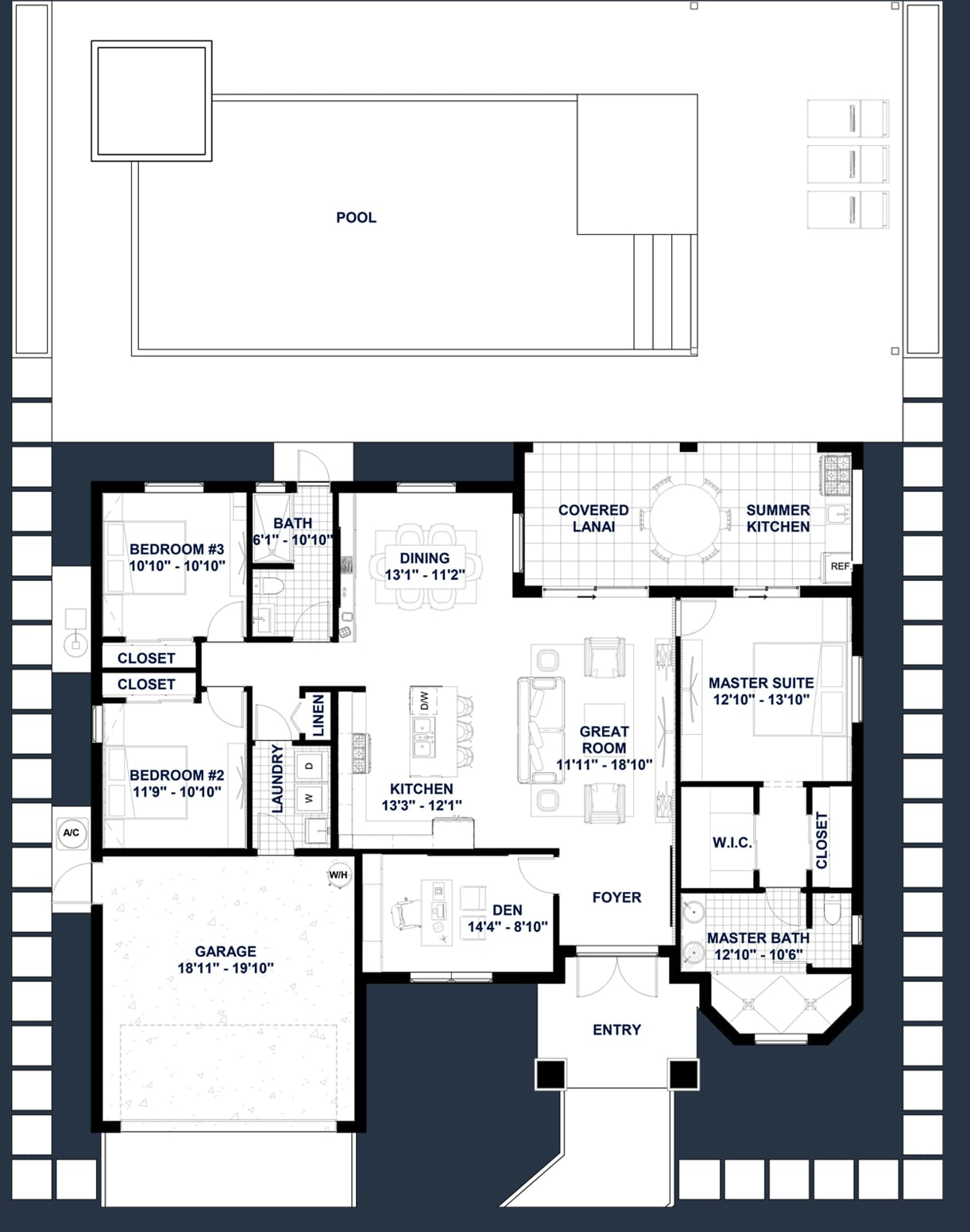 Bia M2 2D floor plan with dimensions