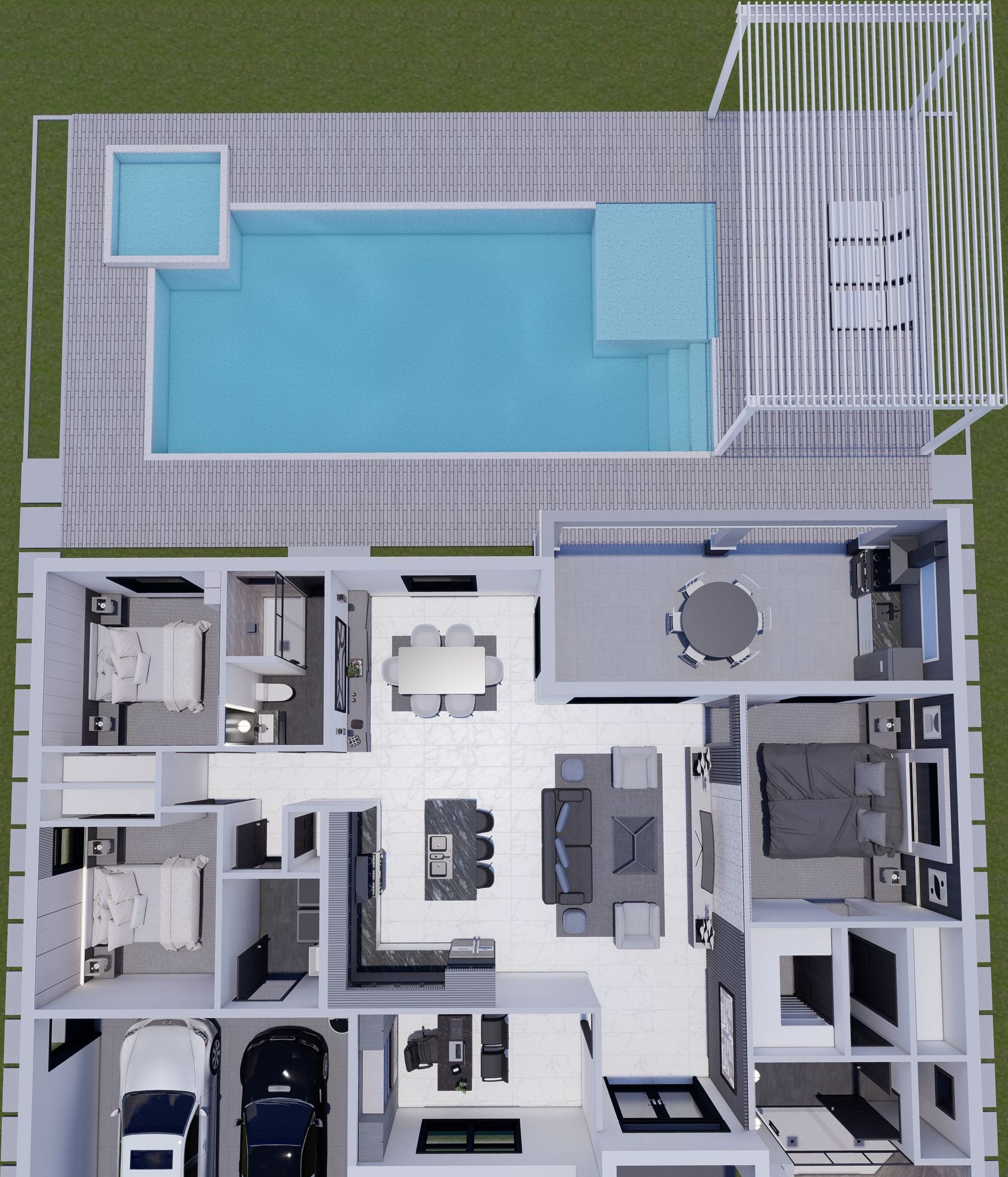 Bia M2 3D floor plan, top-down