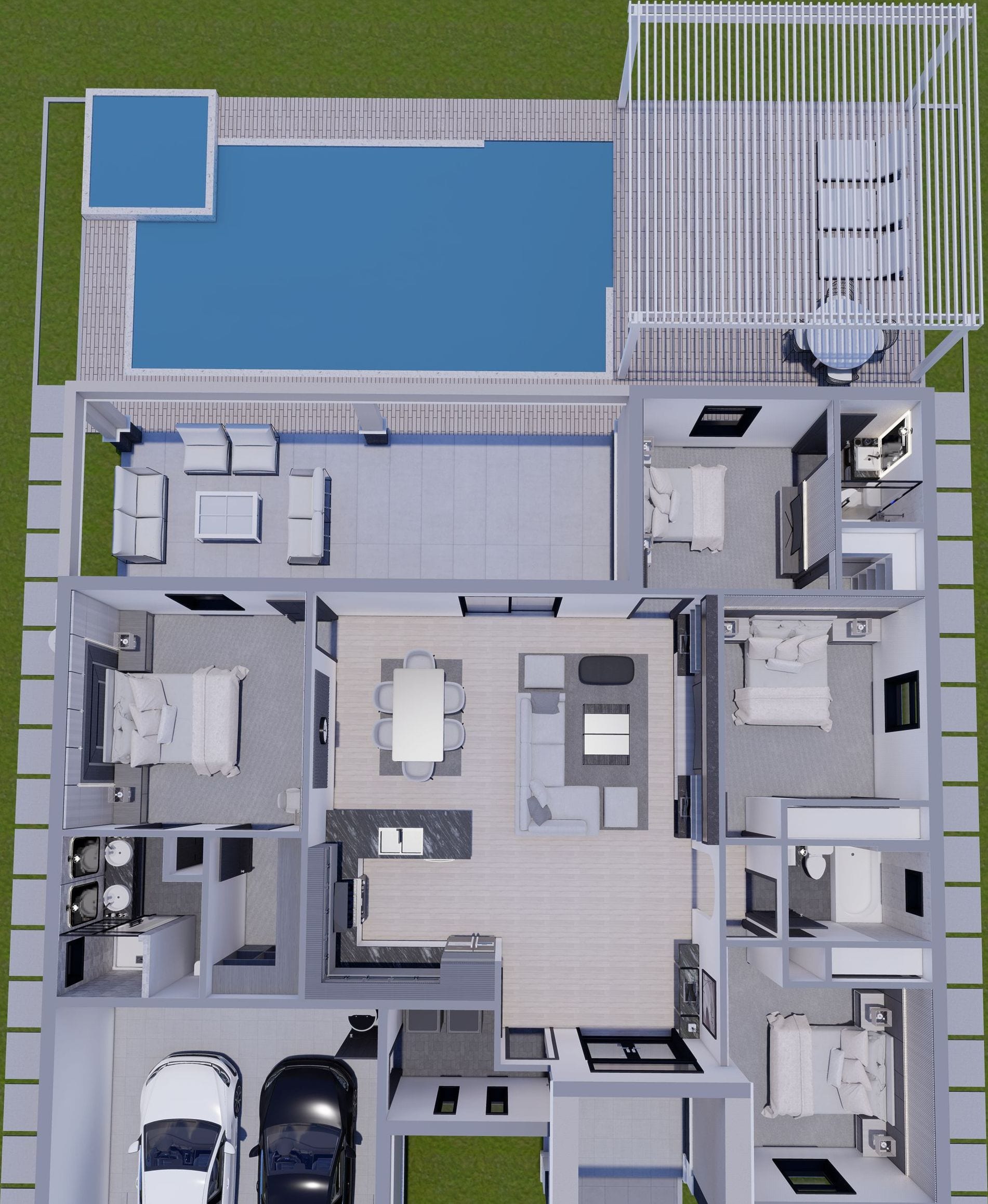 Cabeiri OP2 3D floor plan, top-down
