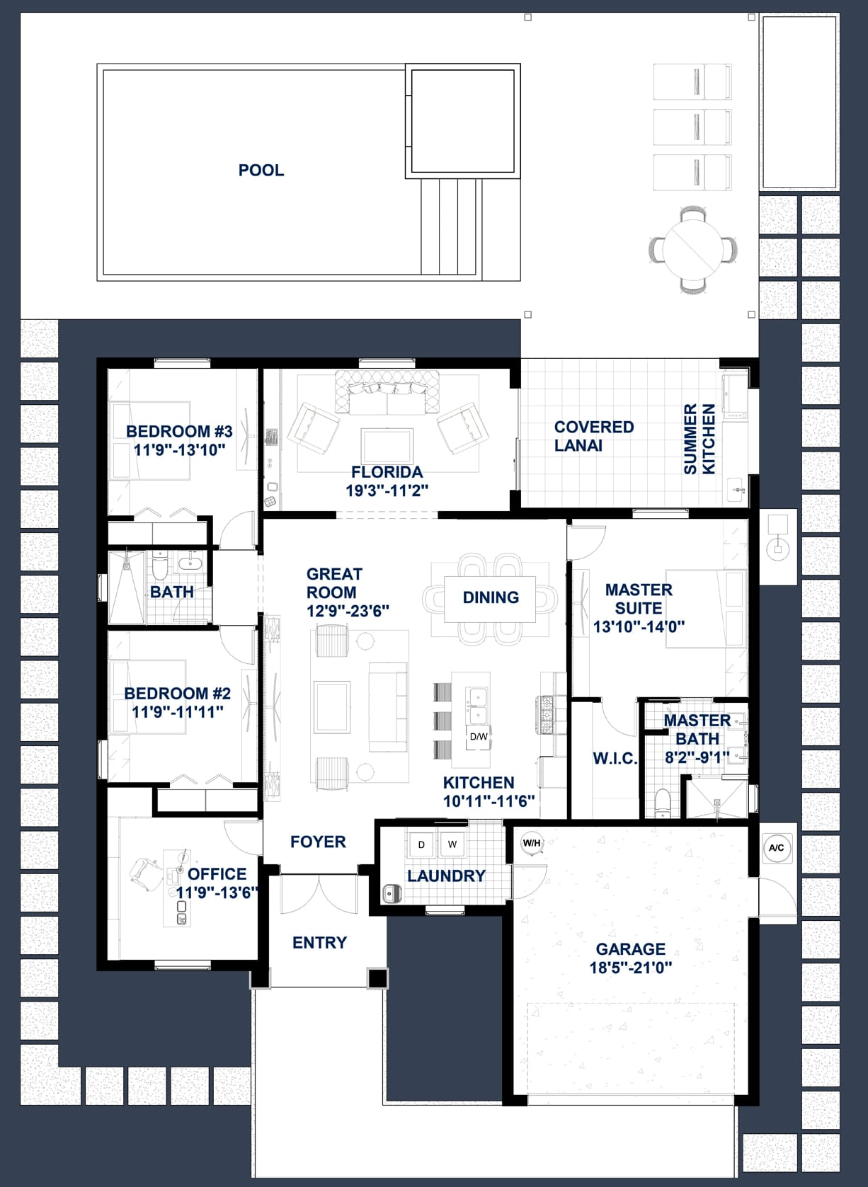 Cabeiri OP3 2D floor plan with dimensions