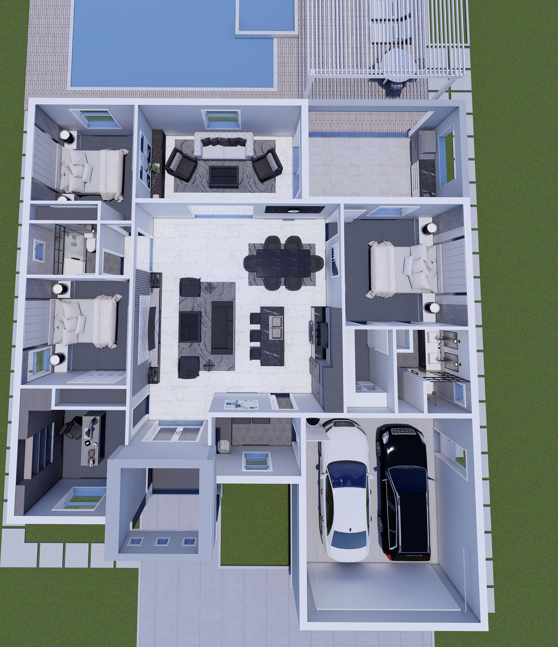 Cabeiri OP3 3D floor plan, top-down