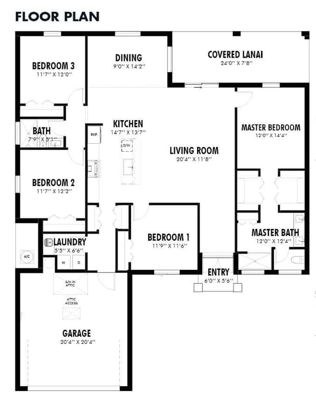 Caden 2D floor plan with dimensions