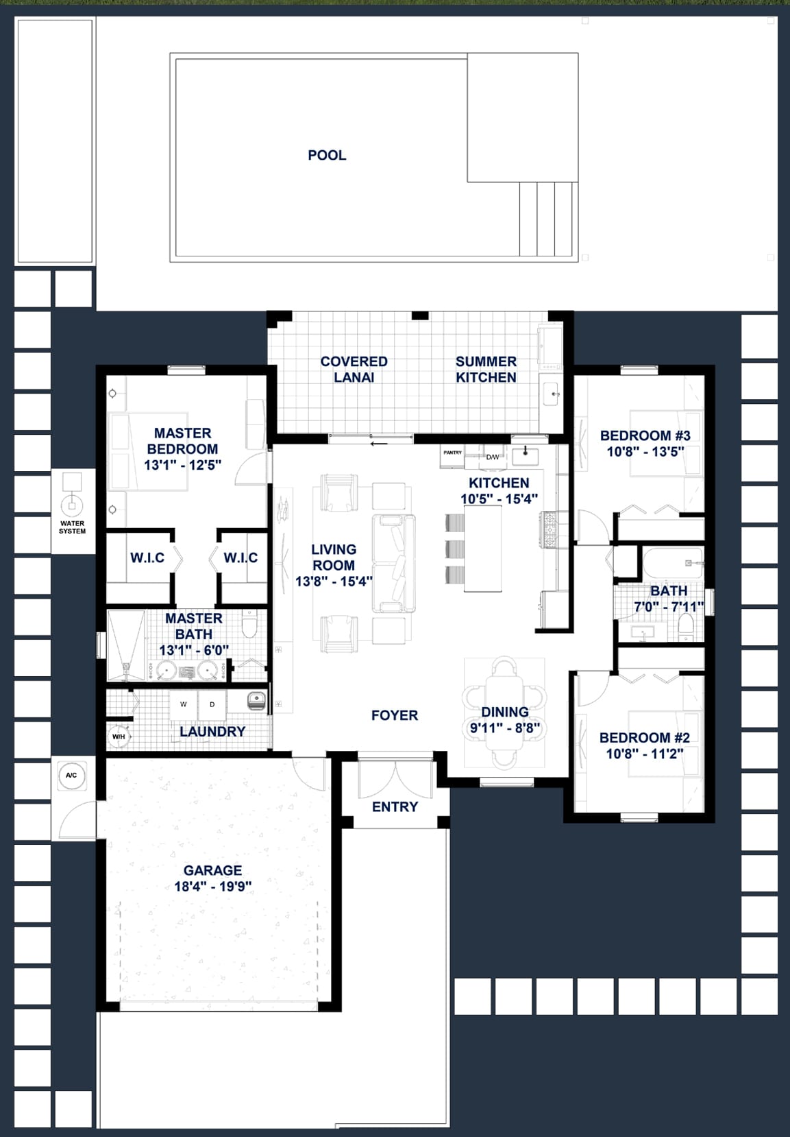 Caeneus M1 2D floor plan with dimensions