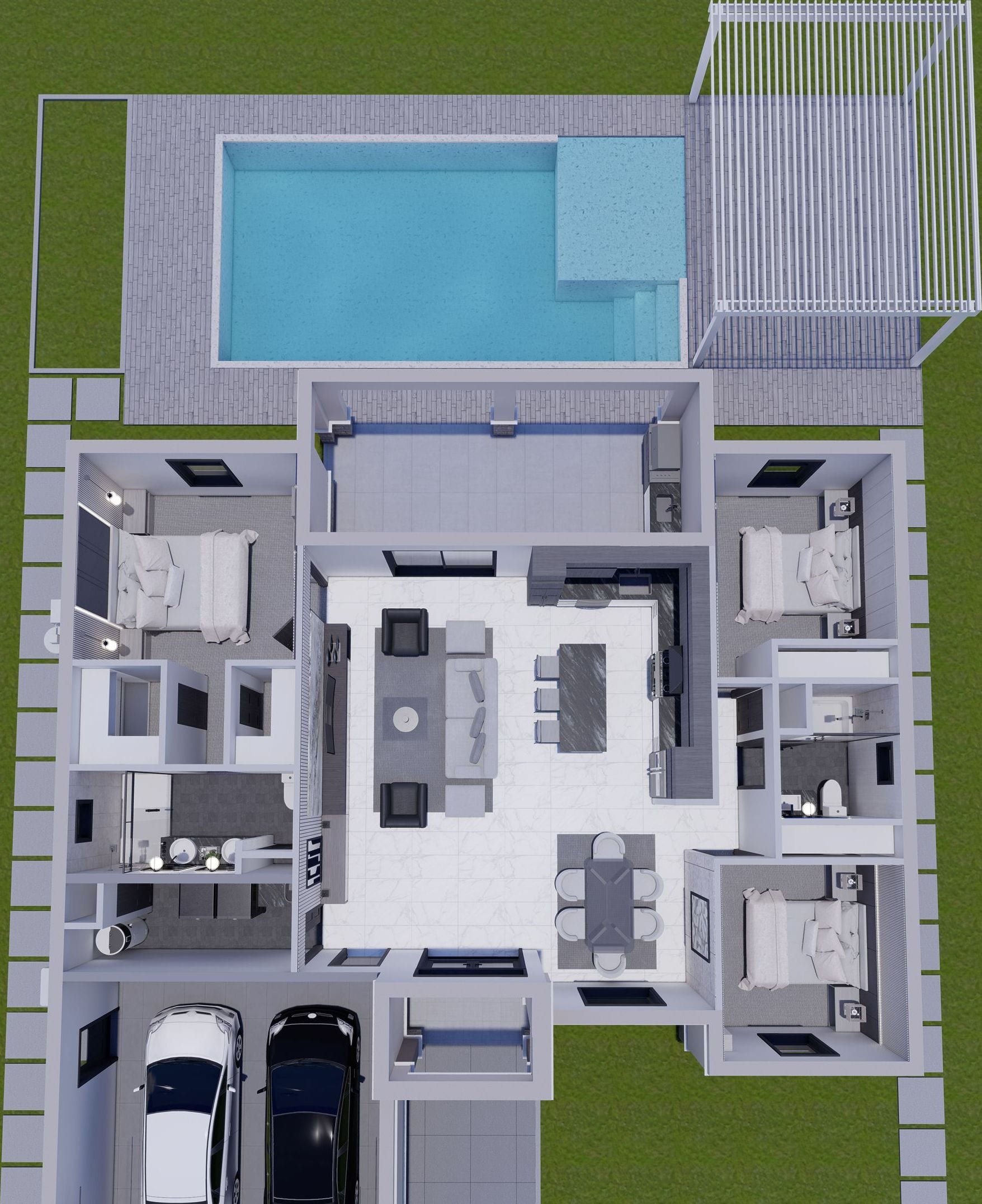 Caeneus M1 3D floor plan, top-down