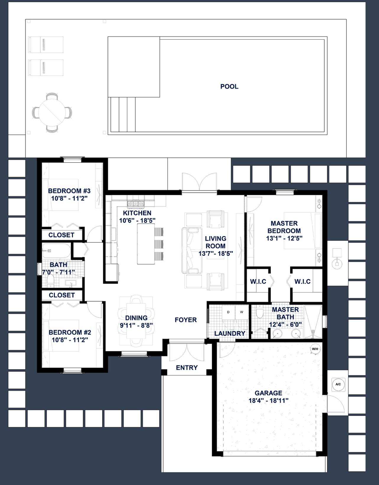 Caeneus M3 2D floor plan with dimensions