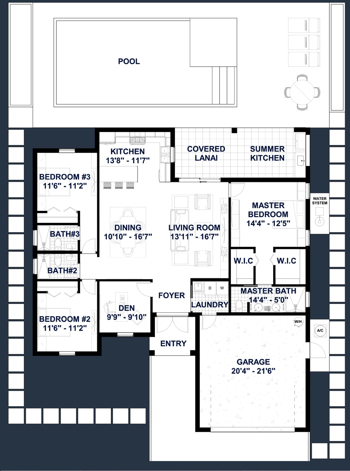 Caerus 2D floor plan with dimensions