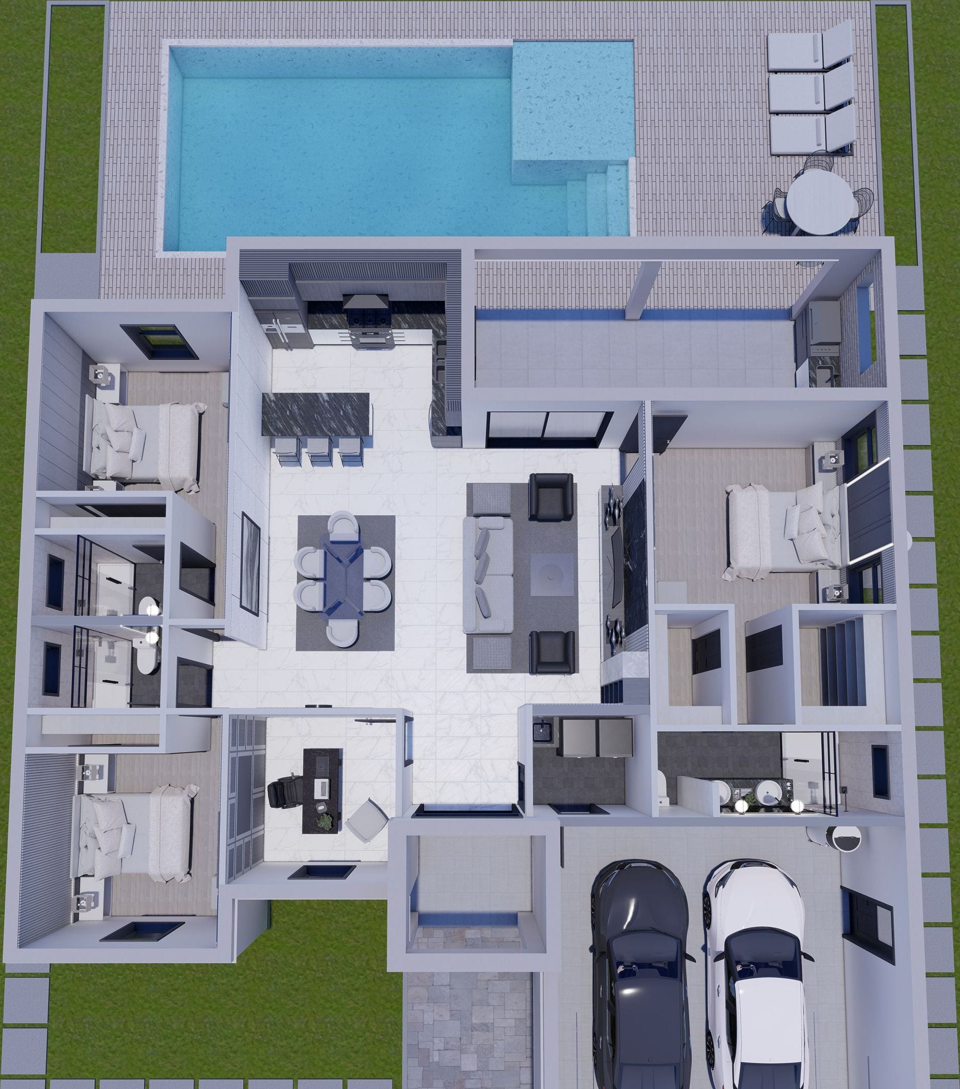 Caerus 3D floor plan, top-down