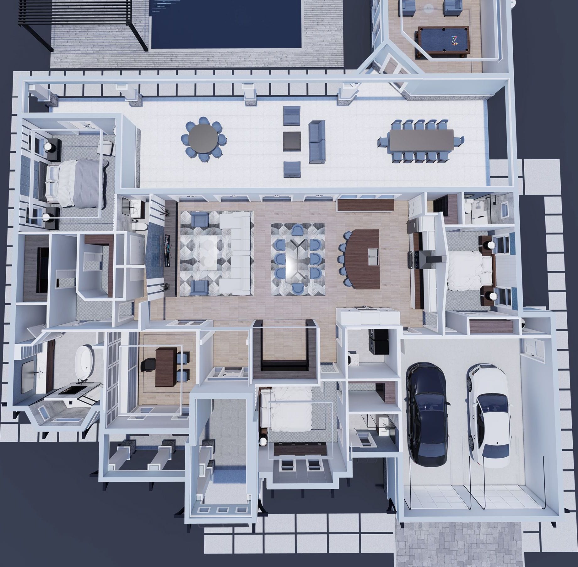 Cassandra 3D floor plan, top-down