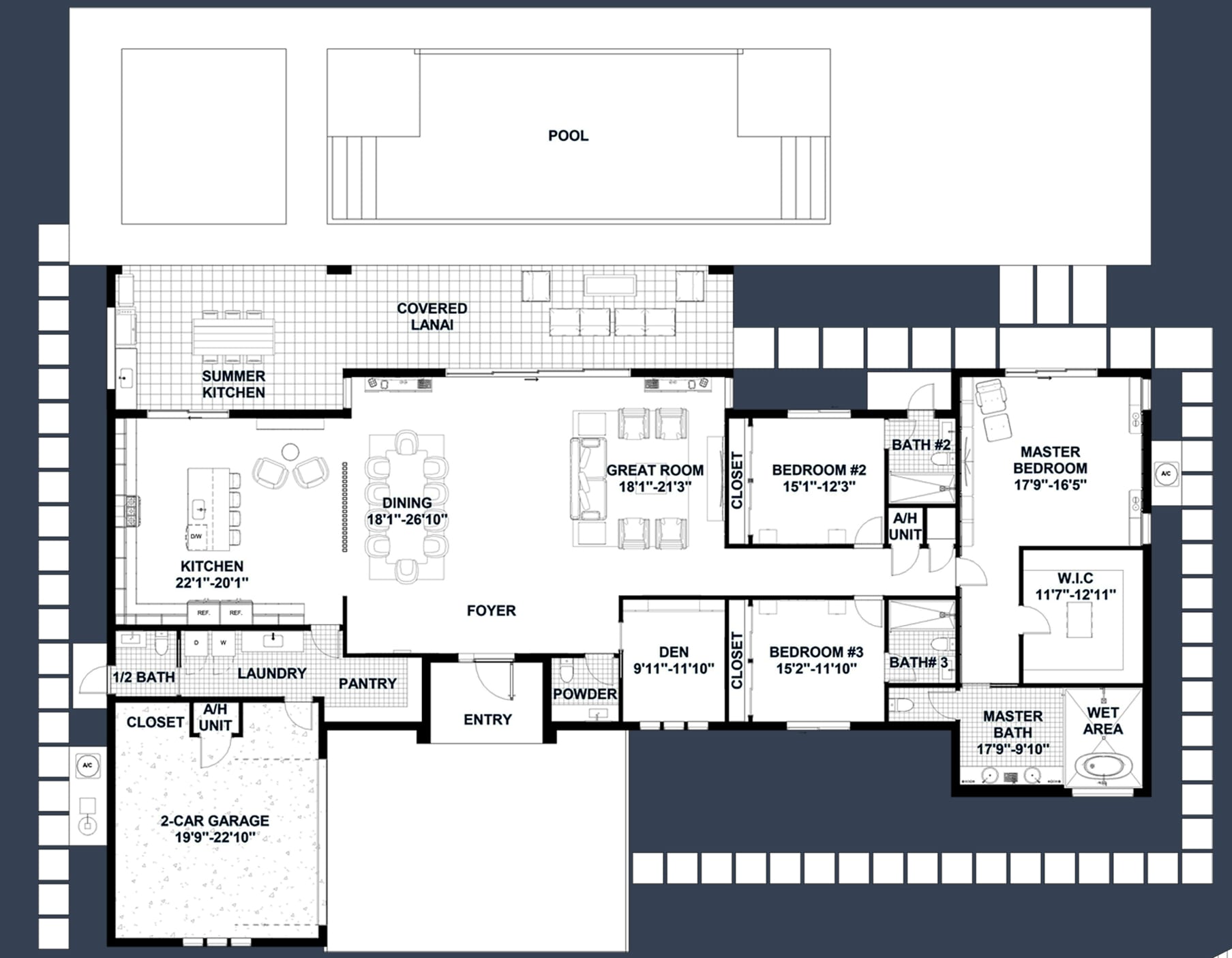 Corus 2D floor plan with dimensions
