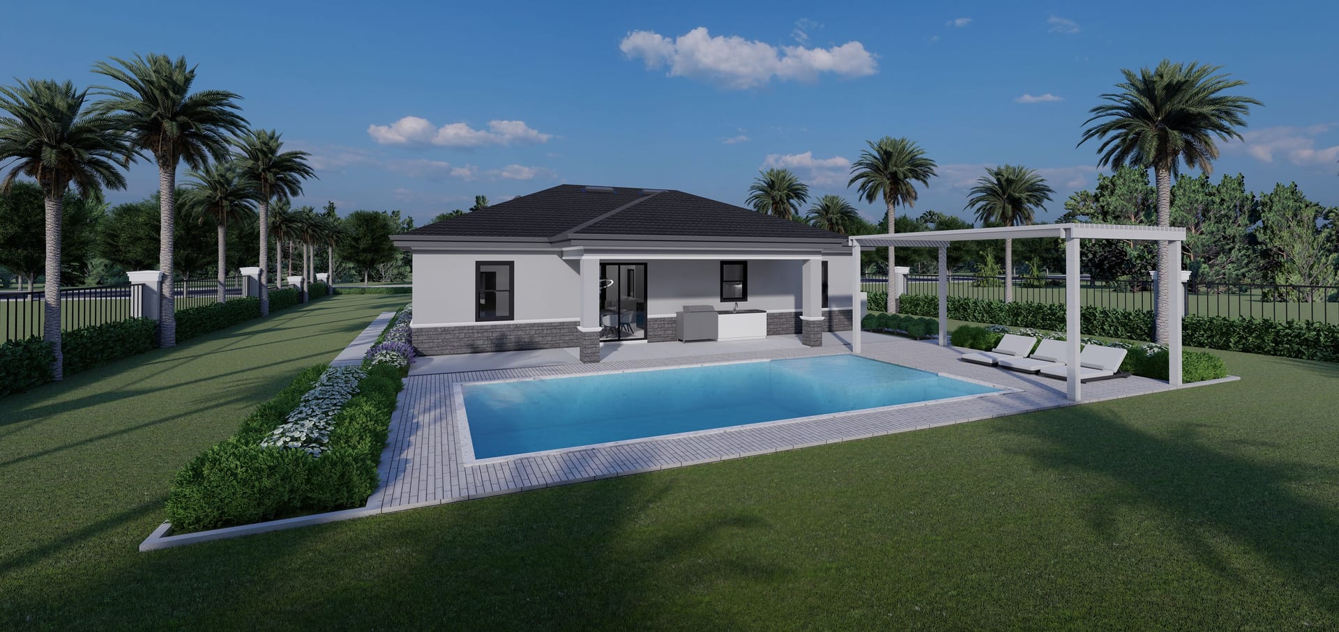 Creon M1 Lanai Extended OP1 (No Garage) rear facade