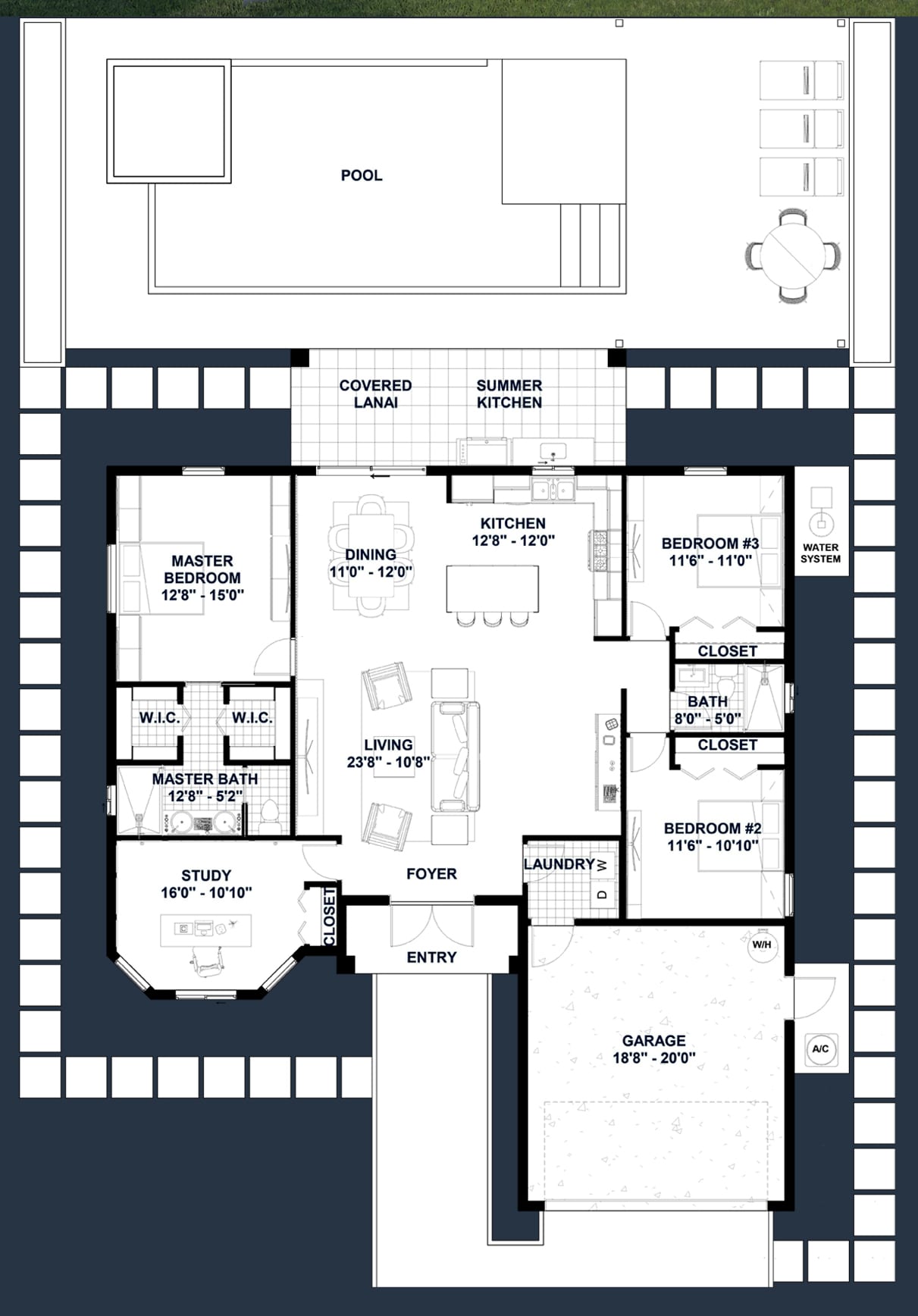 Creon M1 Lanai Extended 2D floor plan with dimensions