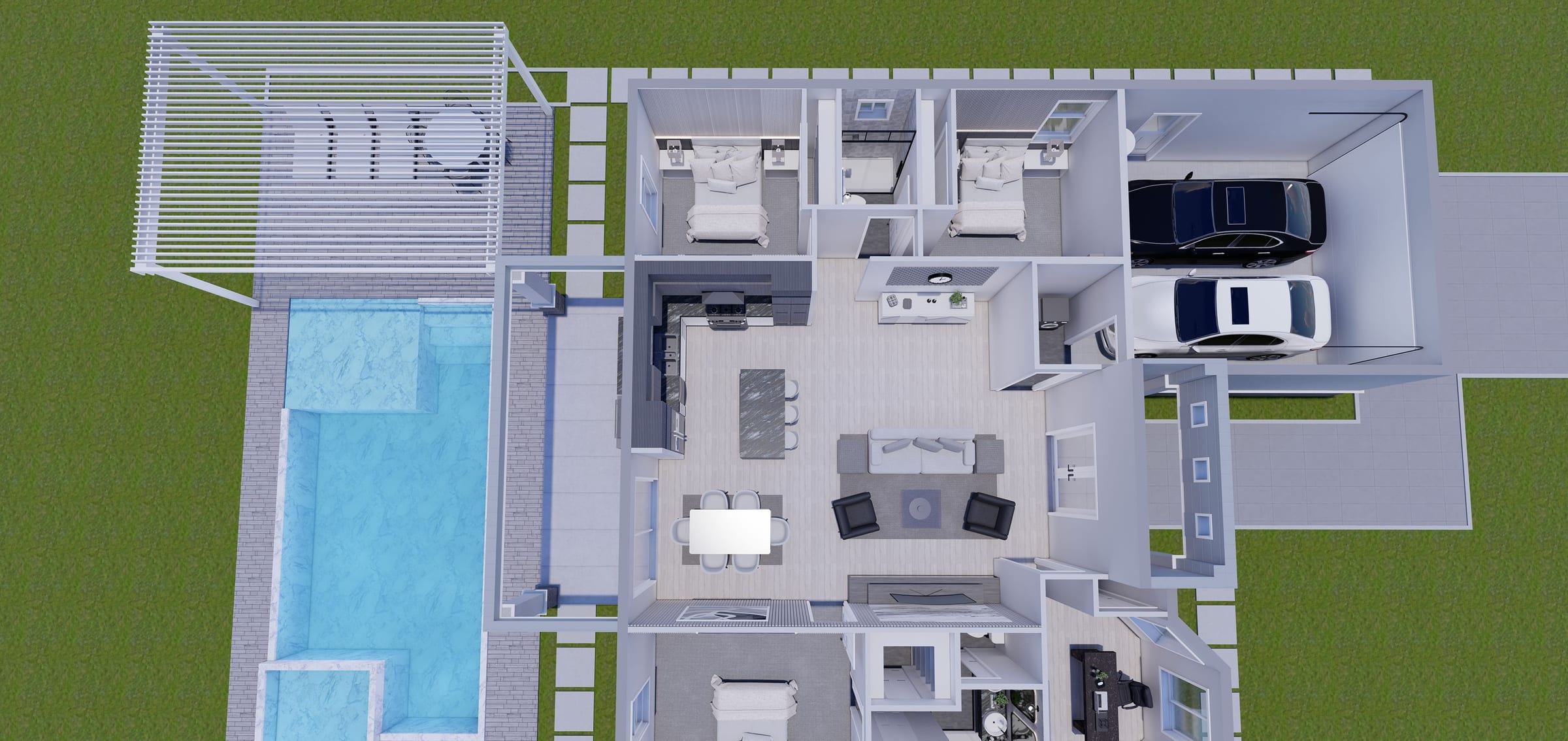 Creon M1 Lanai Extended 3D floor plan, side view