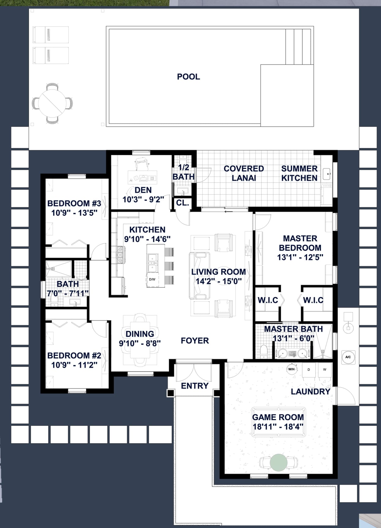 Cres M1 (No Garage) Op.2 2D floor plan with dimensions