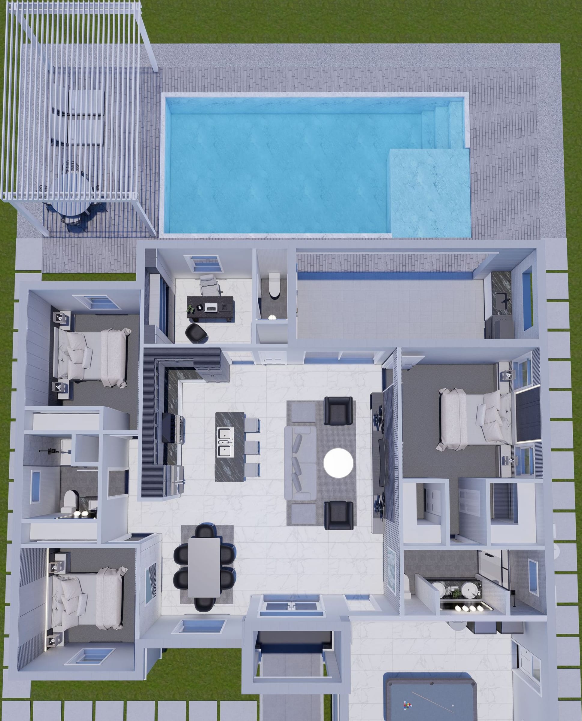 Cres M1 (No Garage) Op.2 3D floor plan, top-down