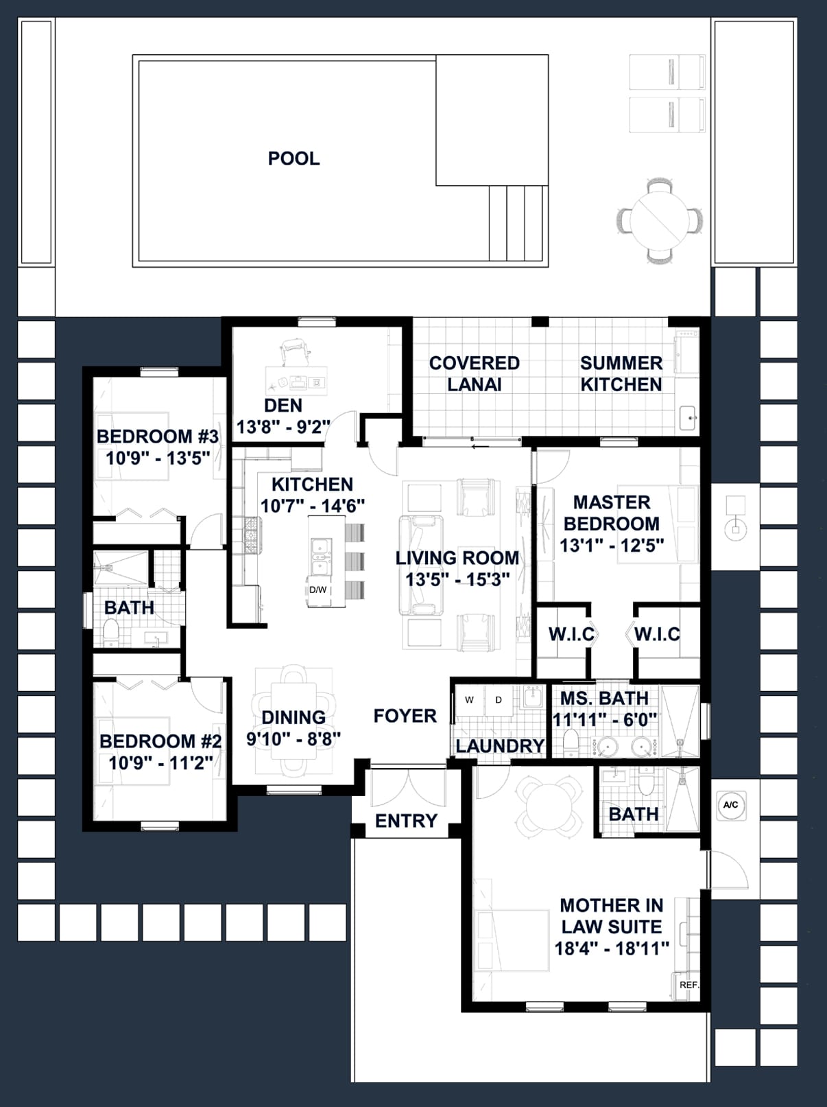 Cres M1 Op. No Garage 2D floor plan with dimensions